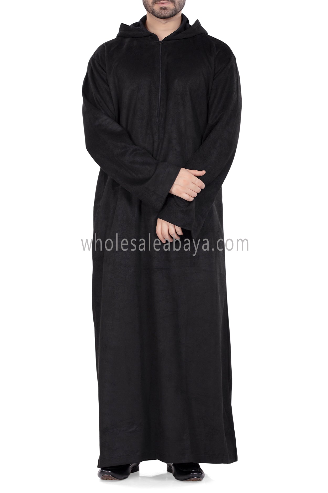 Premium Suede Hooded Thoube 90016 Black