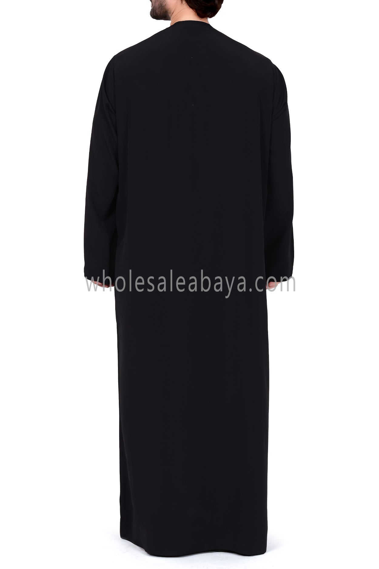 Men's Premium Emirati Thoube With Buttons & Tassel Black