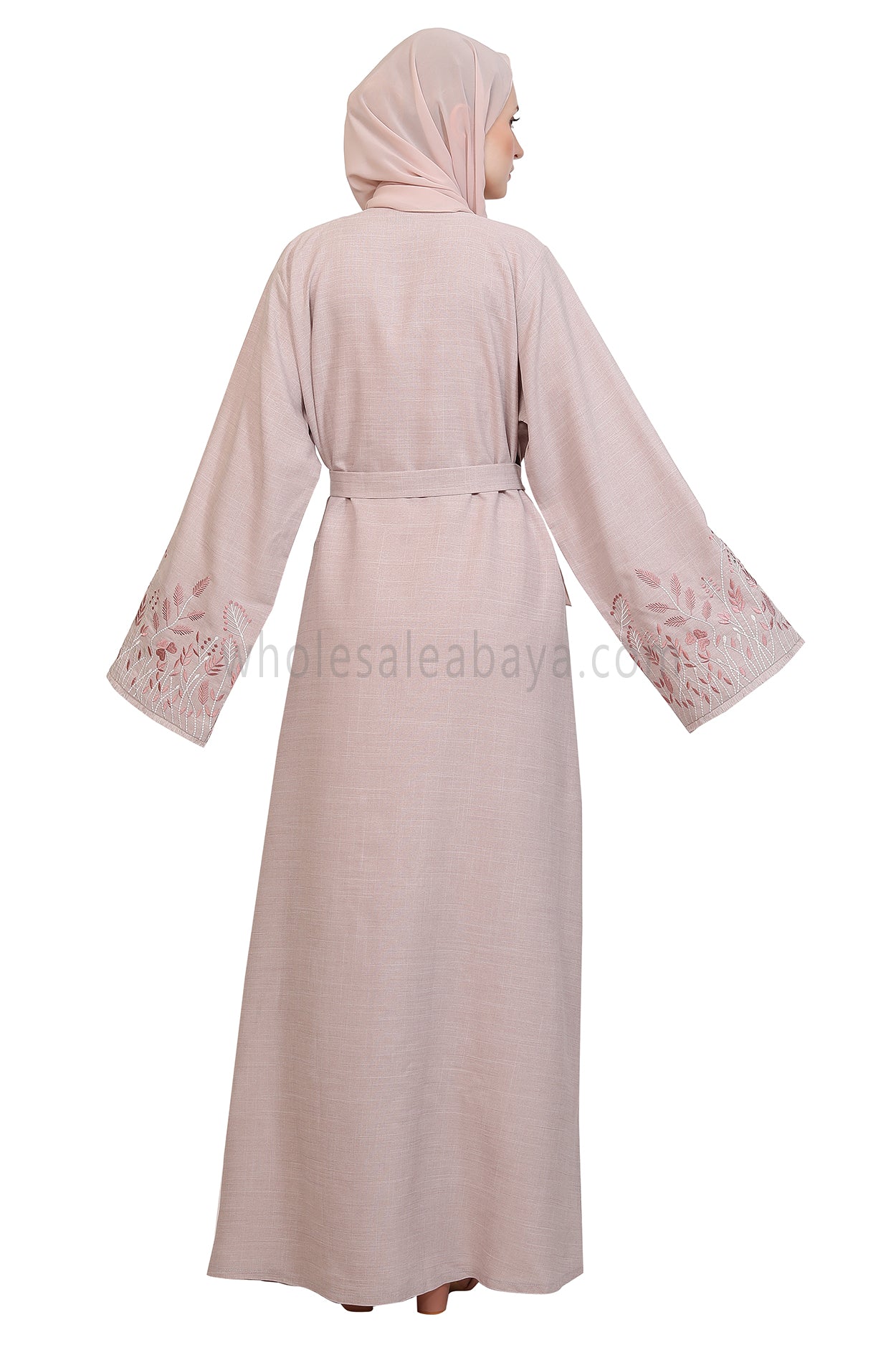 Open Abaya With Embroidered Sleeves 30501 Melange