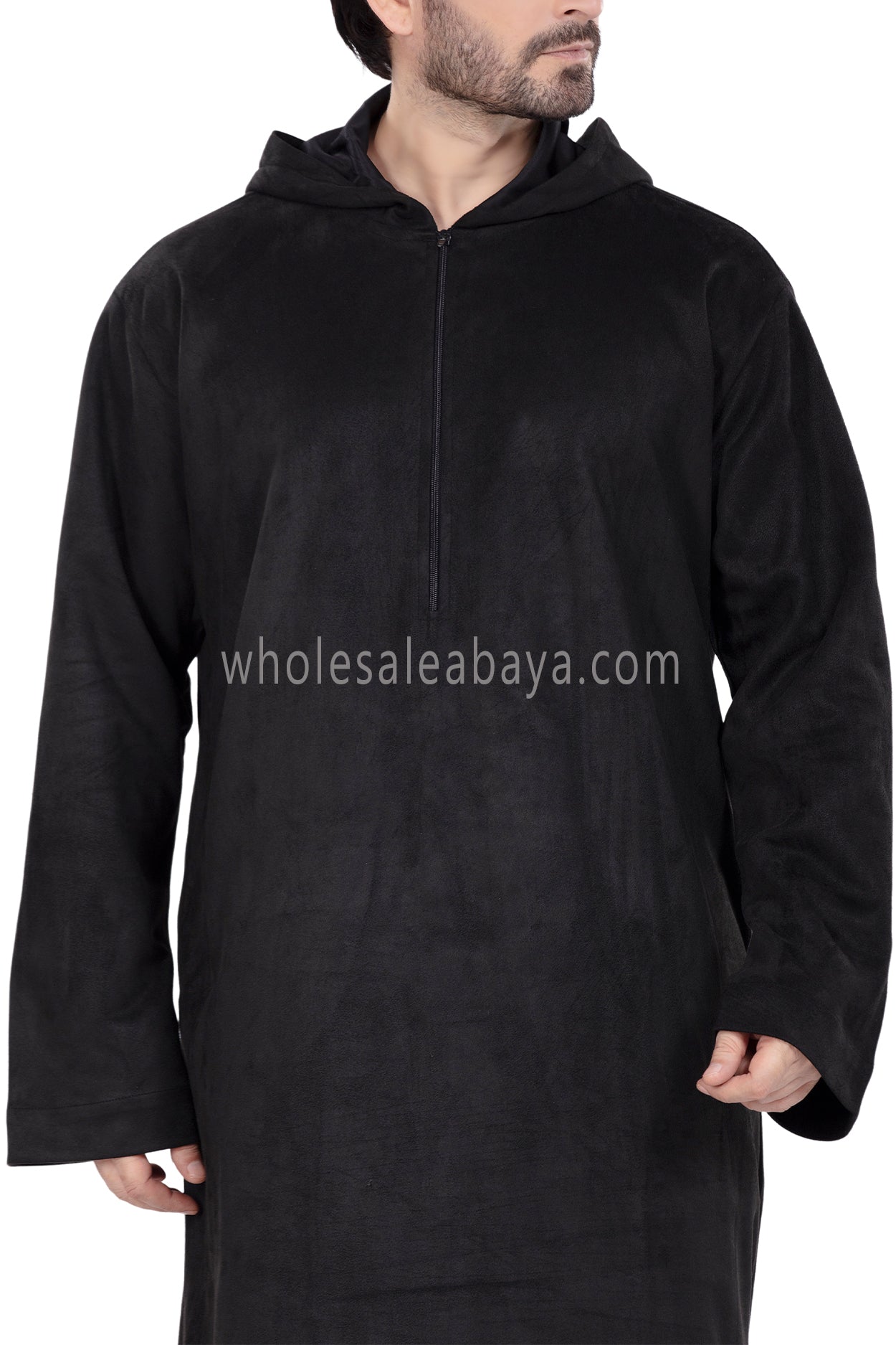 Premium Suede Hooded Thoube 90016 Black