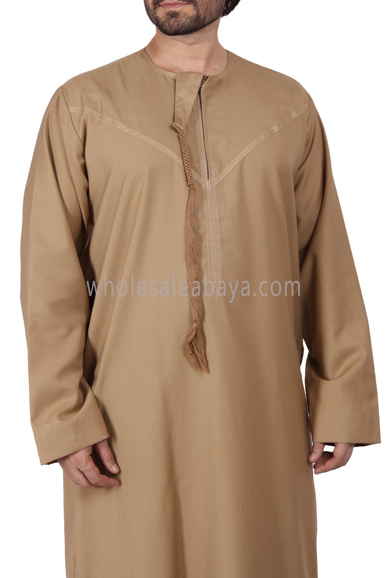 Premium Omani Thoube with Zip and Designer Tassel Gold Colour