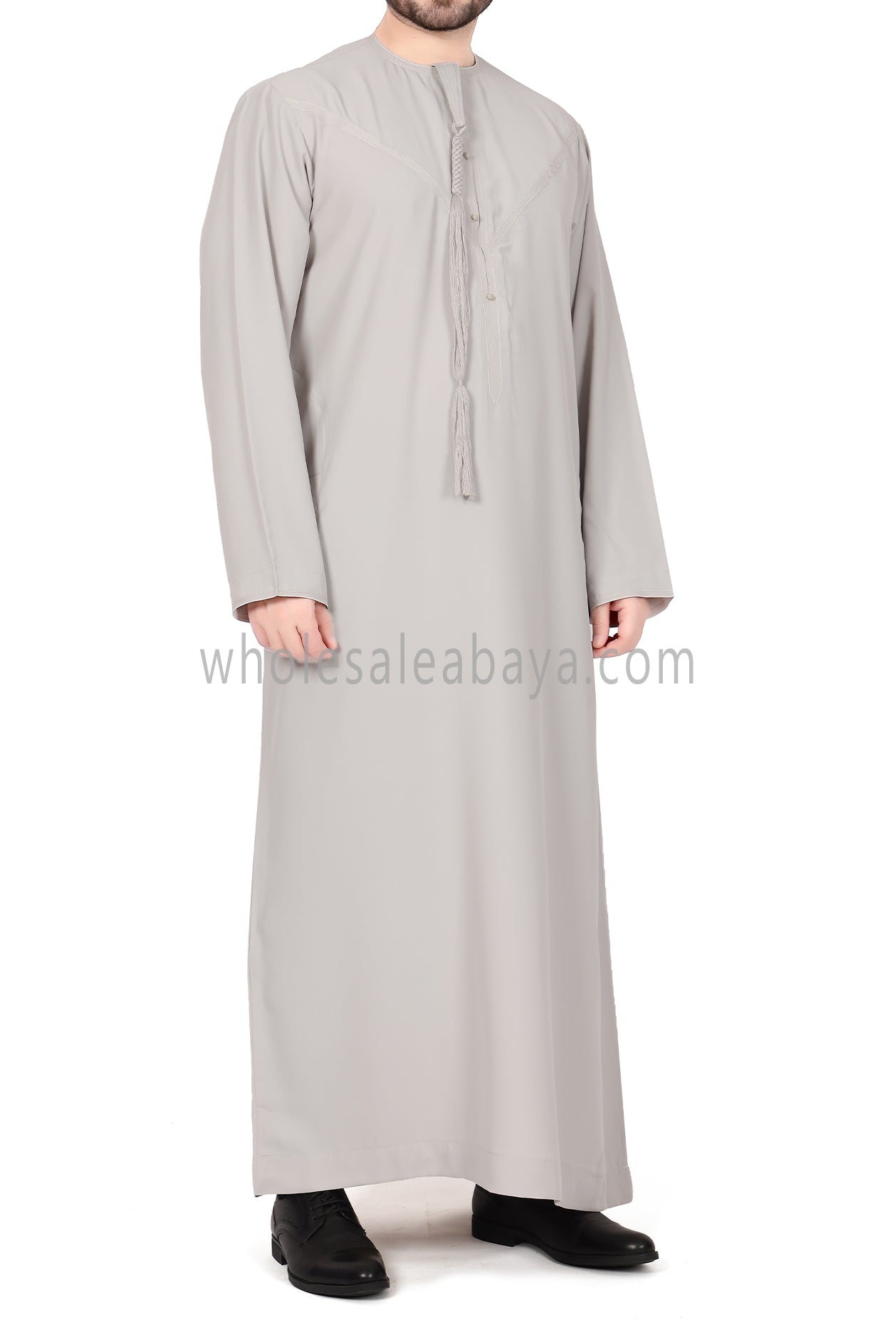 Men's Premium Emirati Thoube With Buttons & Tassel Ecru