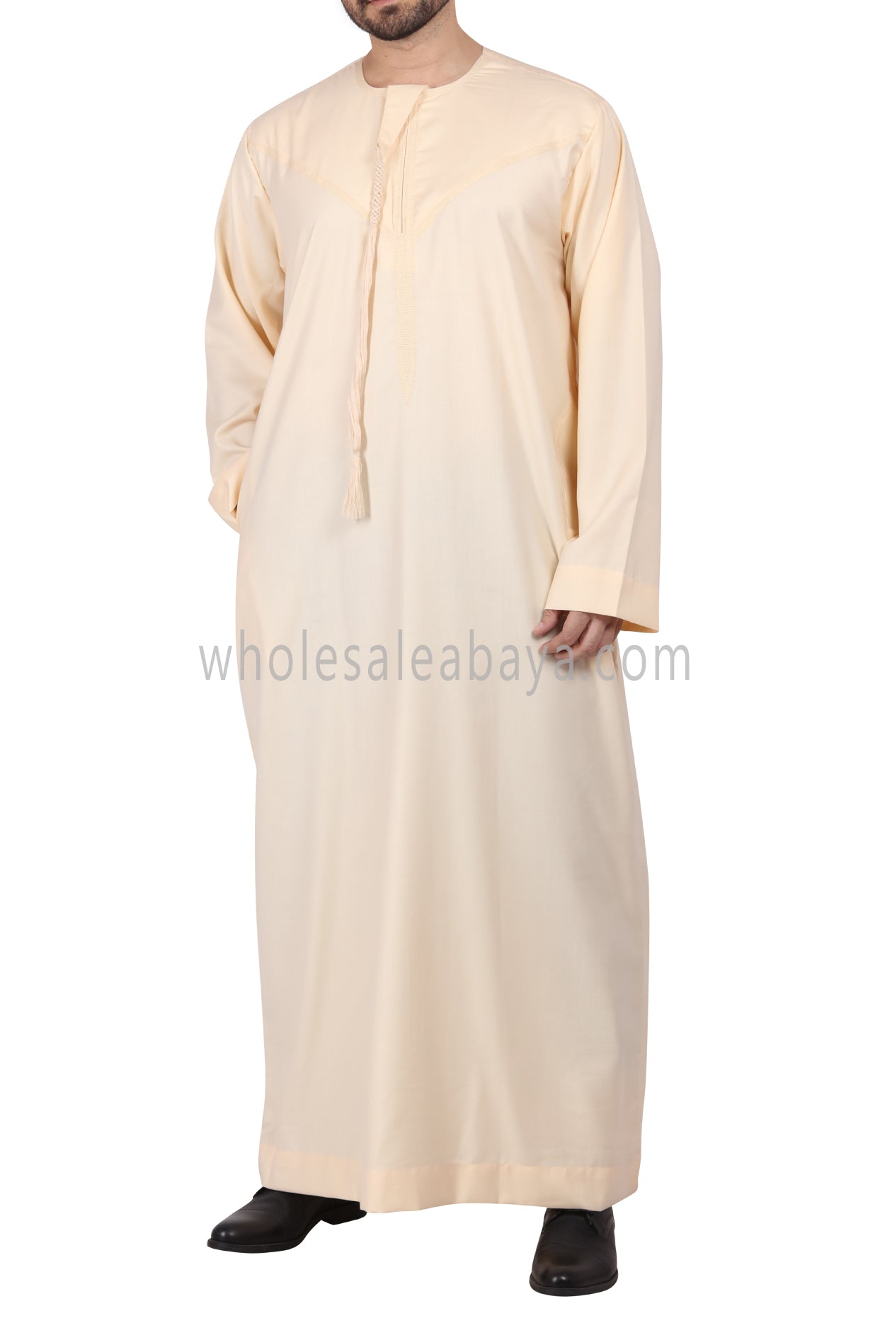 Premium Omani Thoube with Zip and Designer Tassel Cream Colour