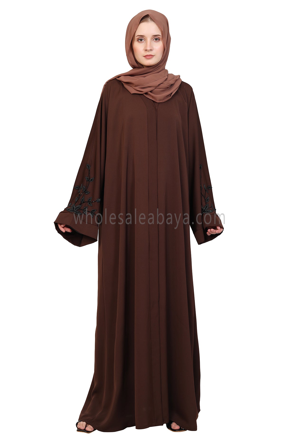 Open Abaya With Handwork Sleeves