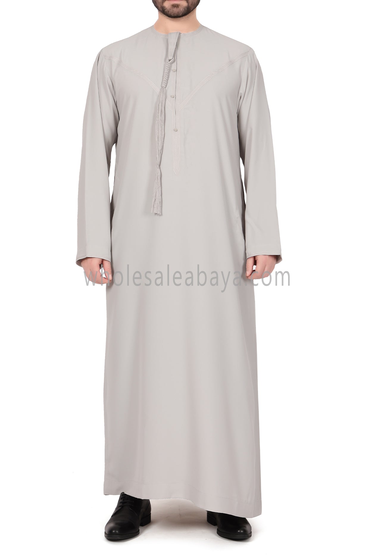 Men's Premium Emirati Thoube With Buttons & Tassel Ecru