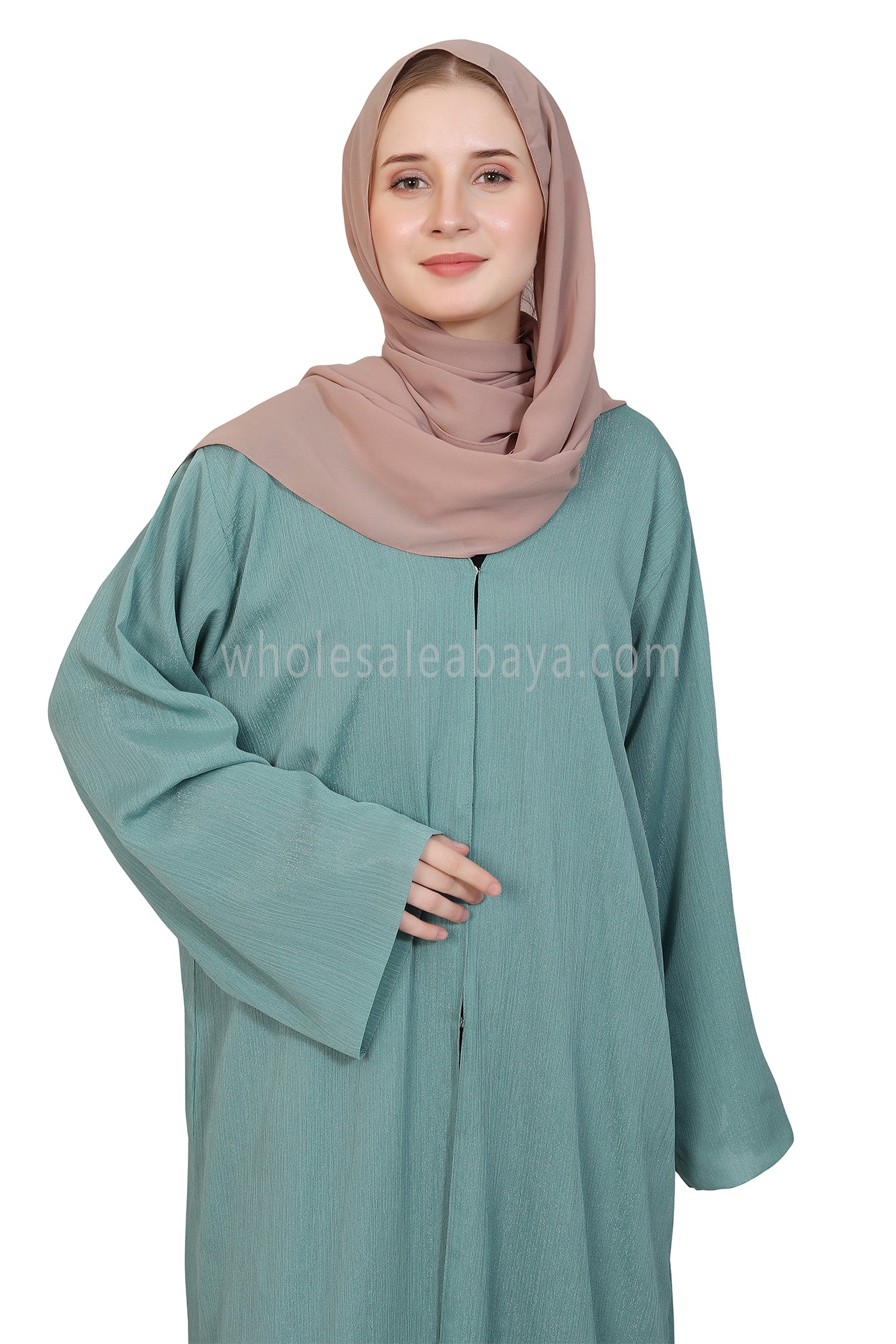 Chiffon Metallic Open Abaya