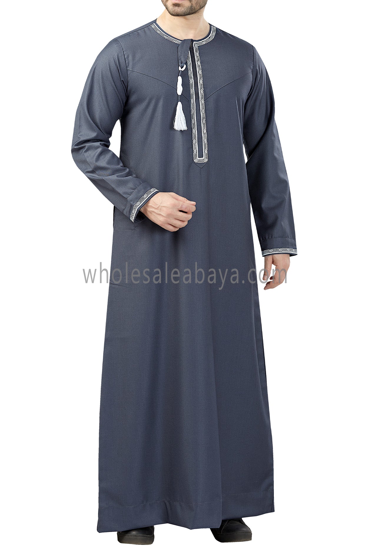 Premium Quality Embroidered Omani Tassel Blue Grey