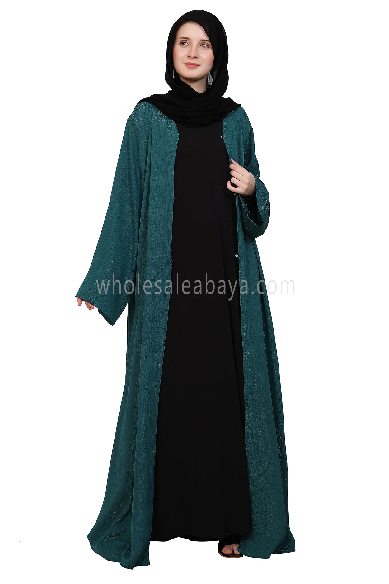 Chiffon Metallic Open Abaya