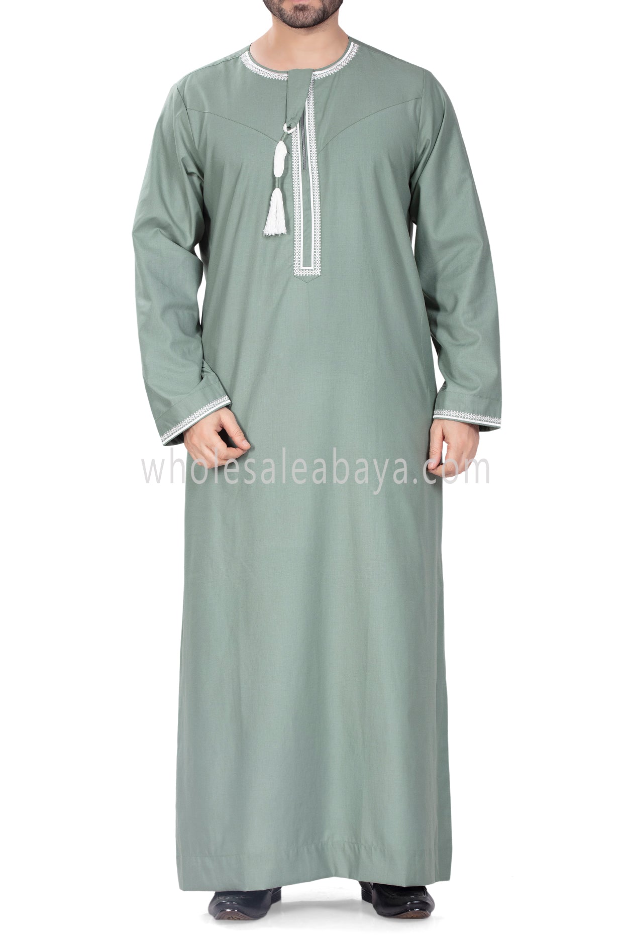 New Arrivals Embroidered Omani Thoube 90049 Pistachio Green