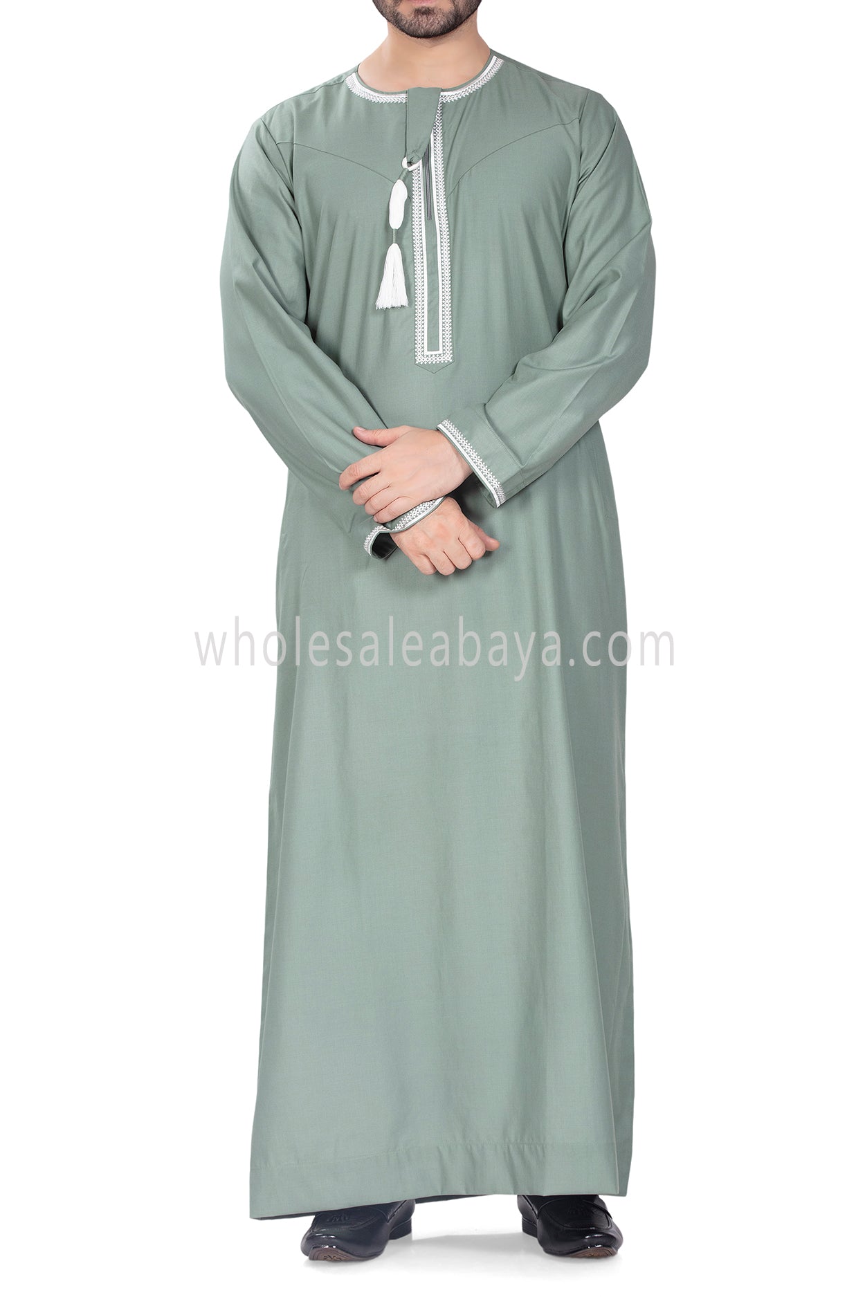 New Arrivals Embroidered Omani Thoube 90049 Pistachio Green