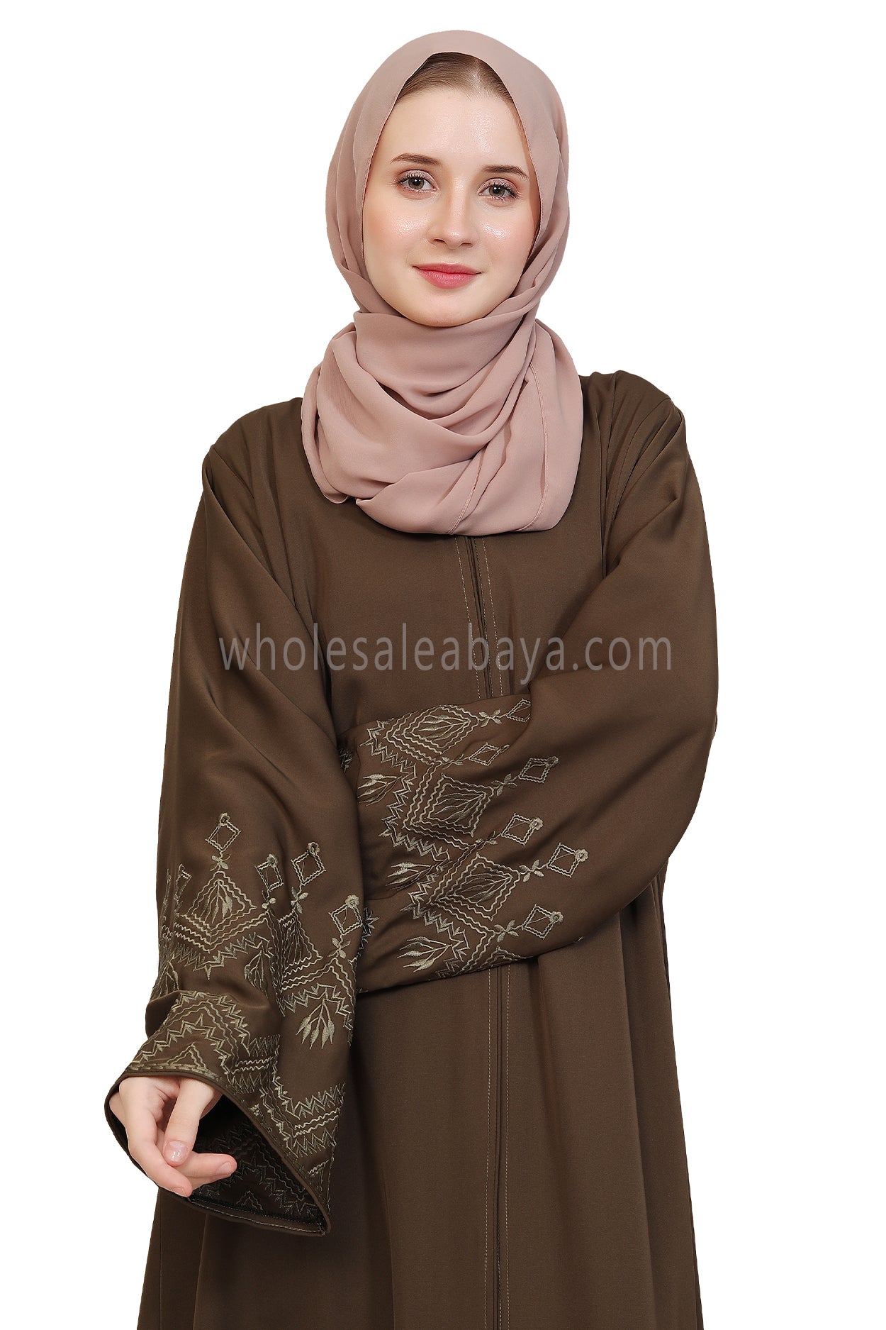 Nida Open Abaya With Embroidered Sleeves