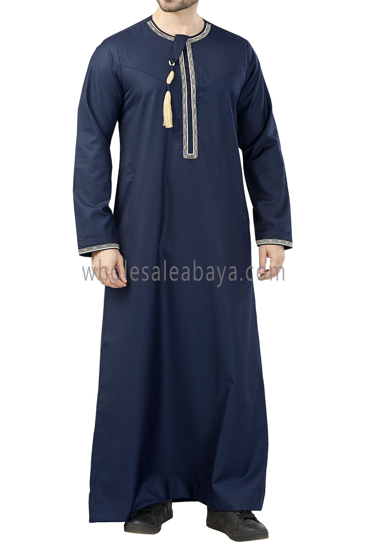 Premium Embroidered Omani Tassel Thoube Navy Blue and Gold
