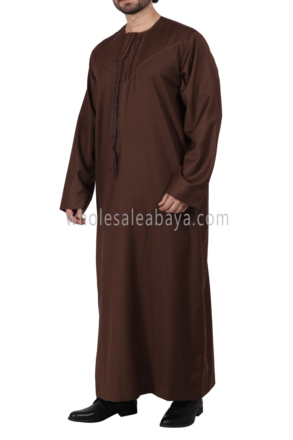 Premium Omani Thoube with Zip and Designer Tassel Brown Colour