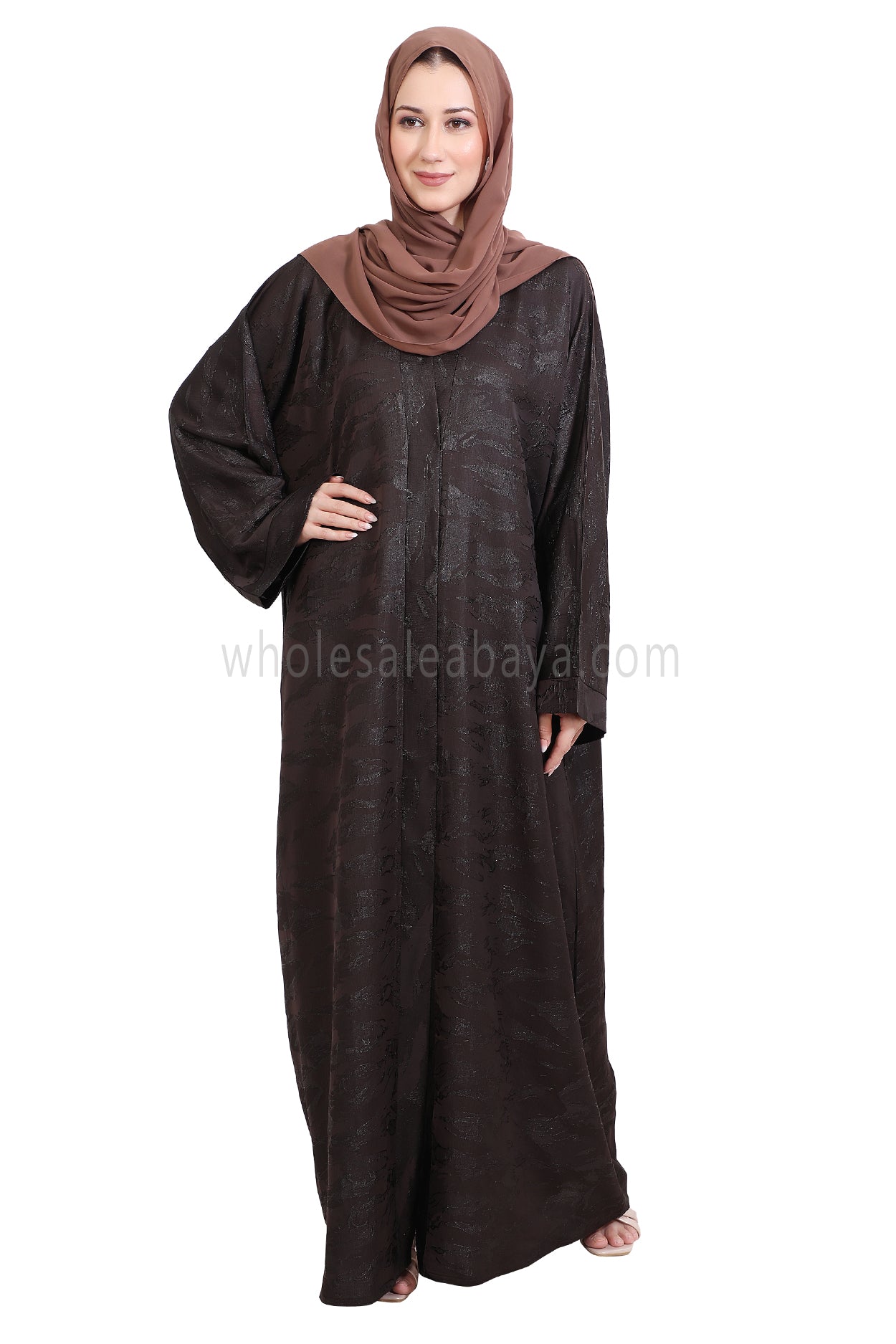 Metallic Jacquard Open Abaya