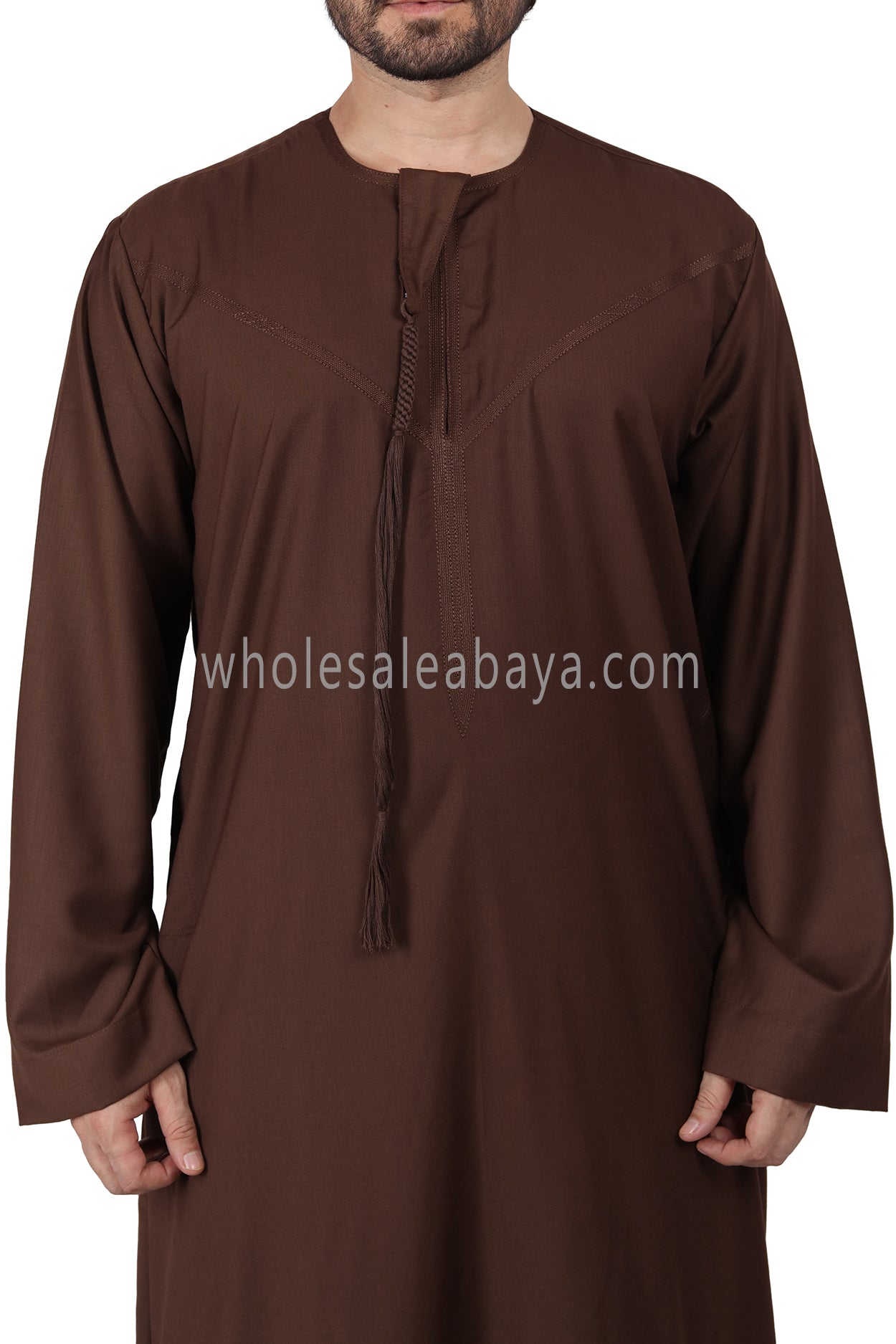 Premium Omani Thoube with Zip and Designer Tassel Brown Colour