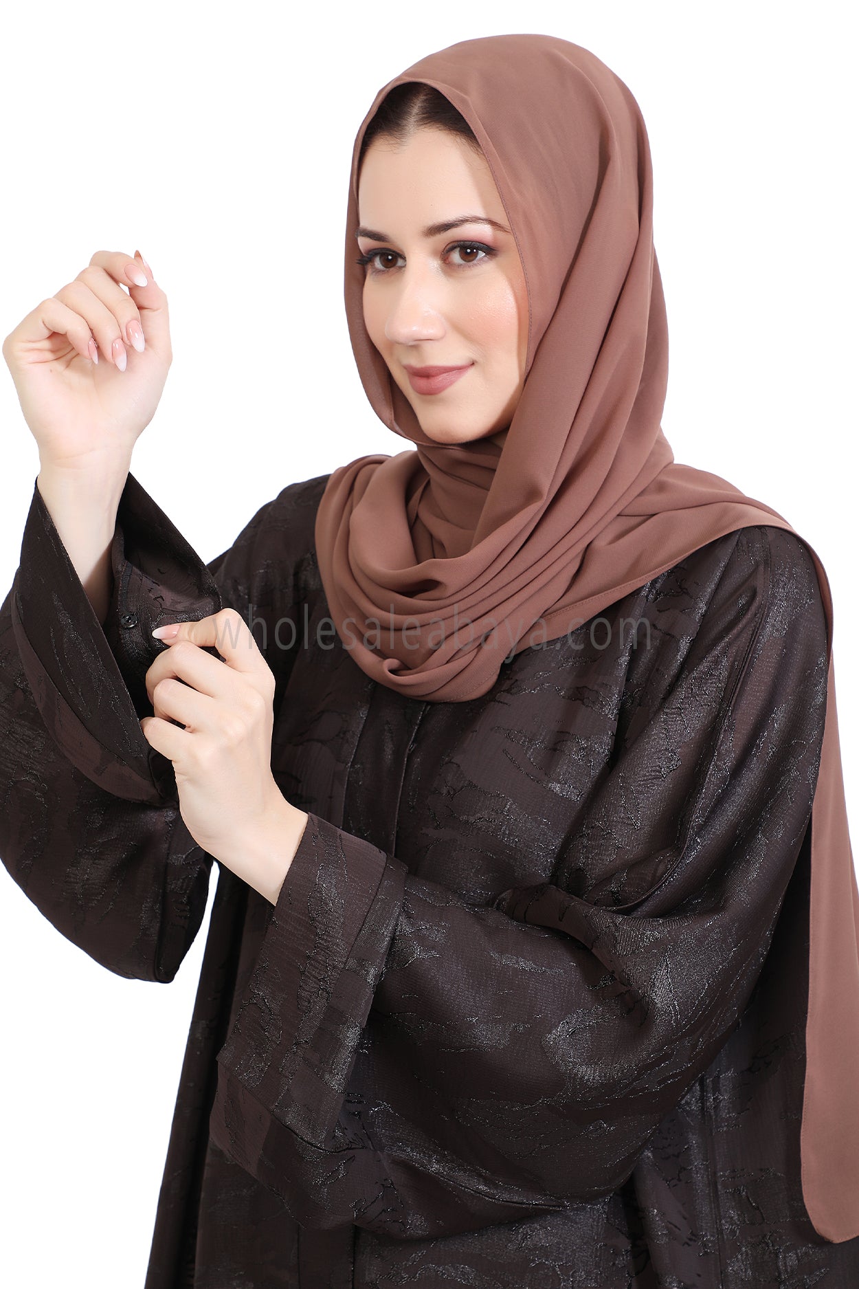 Metallic Jacquard Open Abaya