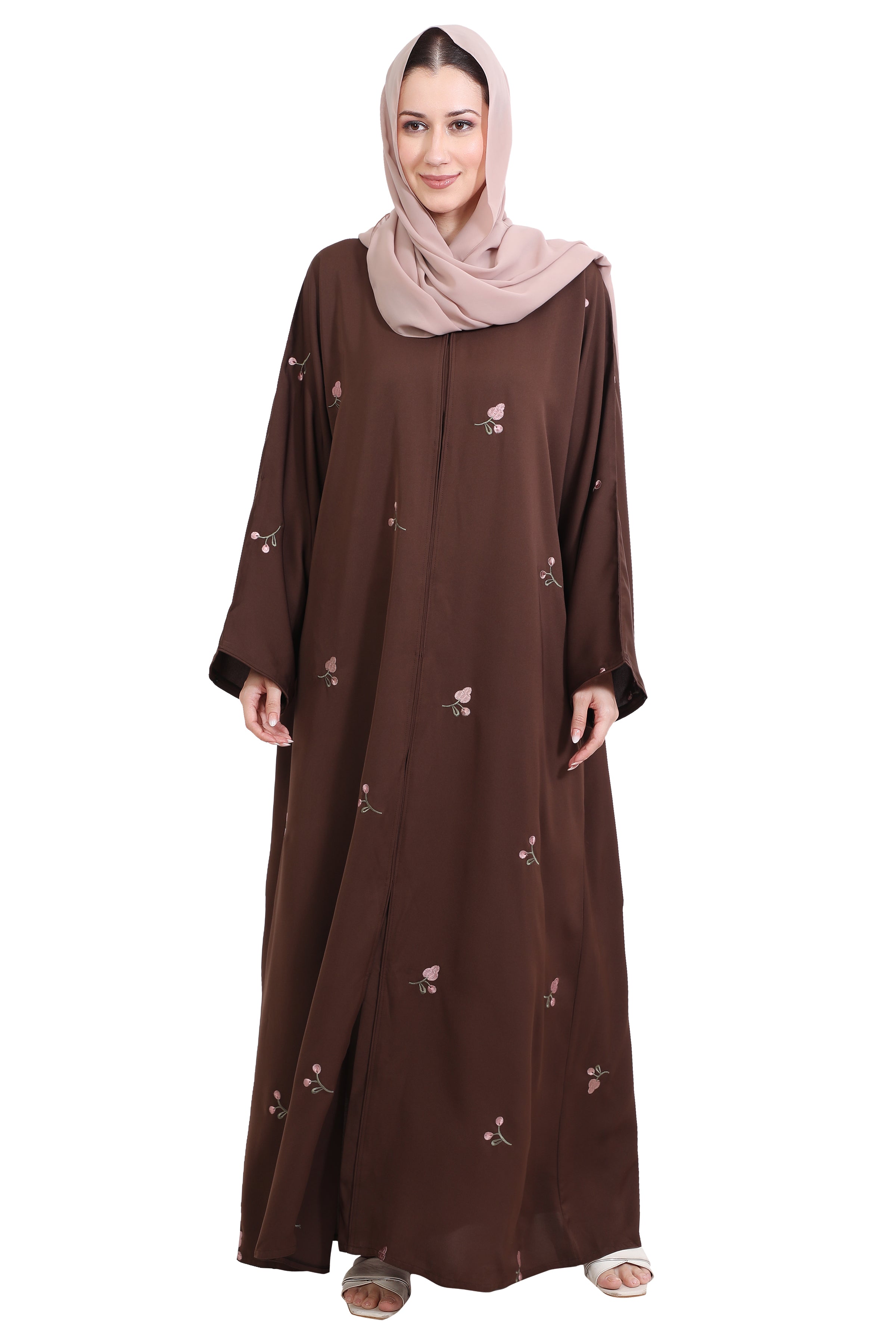 Open Abaya With Motif Embroidery