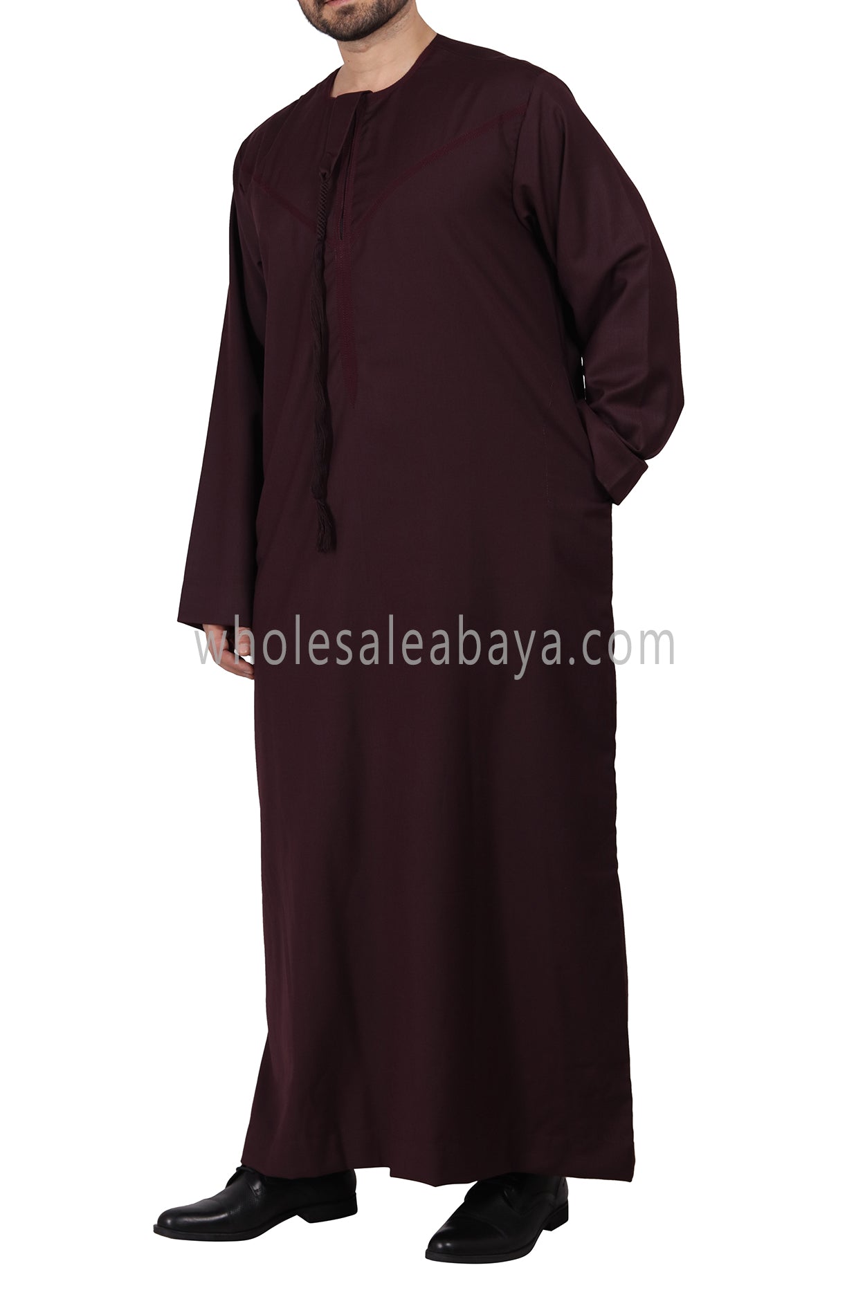 Premium Omani Thoube with Zip and Designer Tassel Burgundy Colour