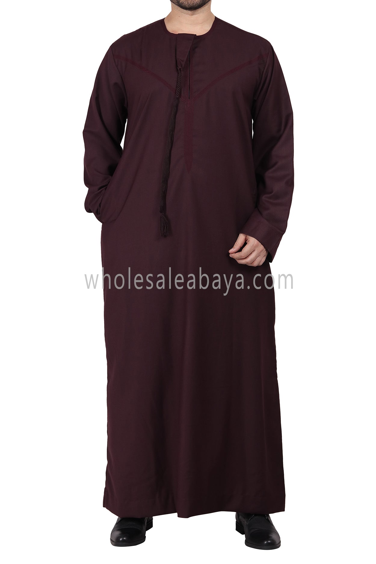Premium Omani Thoube with Zip and Designer Tassel Burgundy Colour
