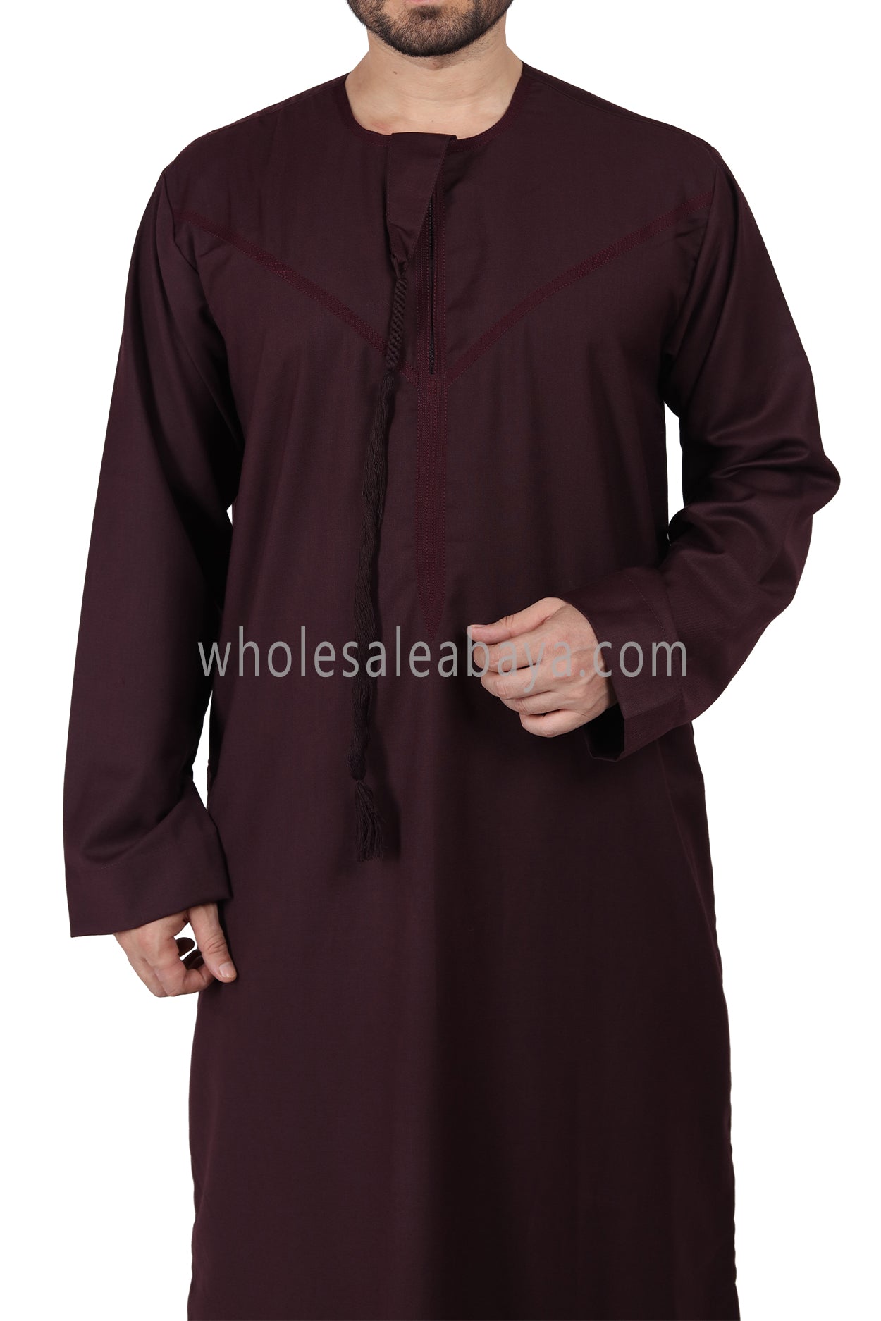 Premium Omani Thoube with Zip and Designer Tassel Burgundy Colour