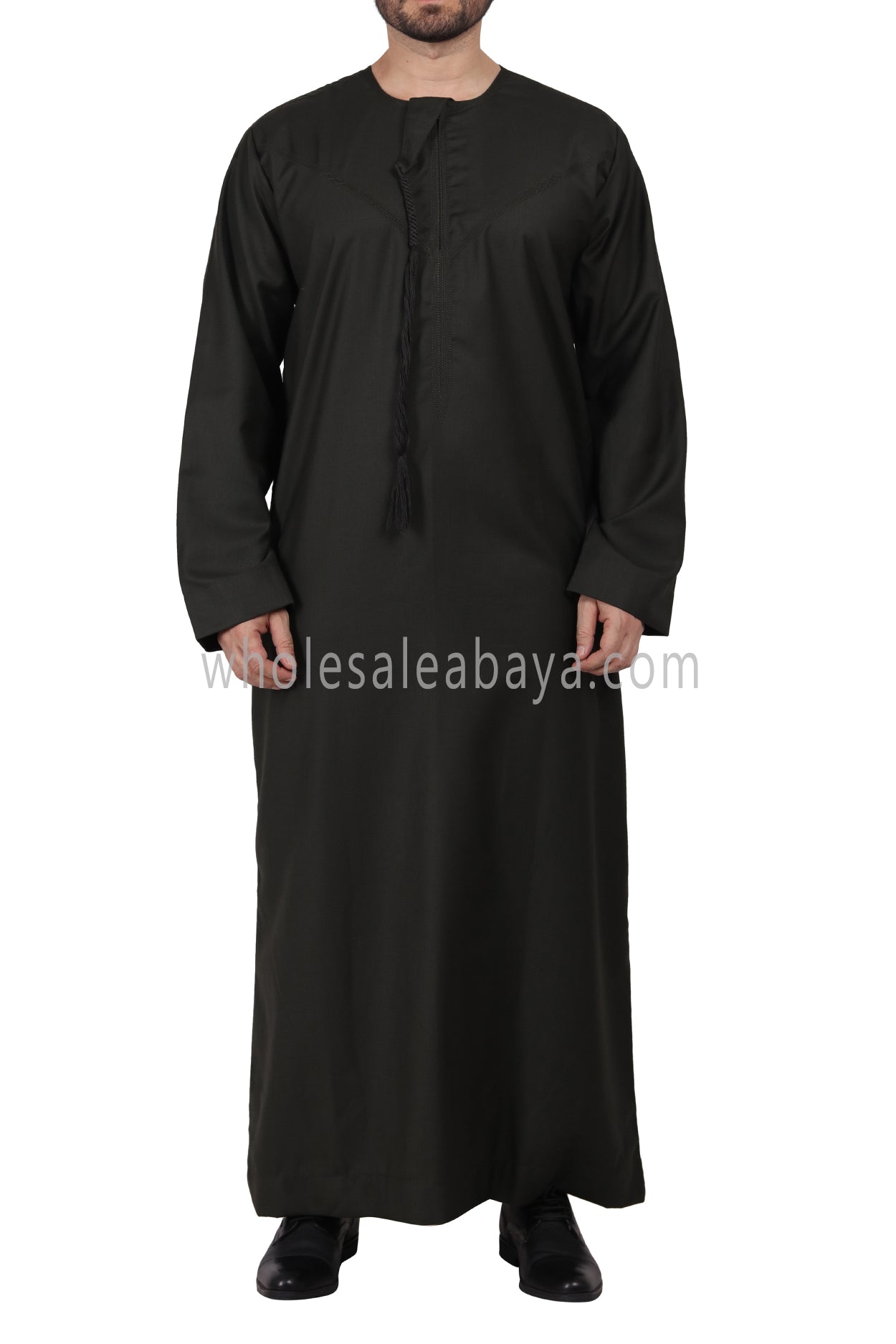 Premium Omani Thoube with Zip and Designer Tassel Khaki Green Colour