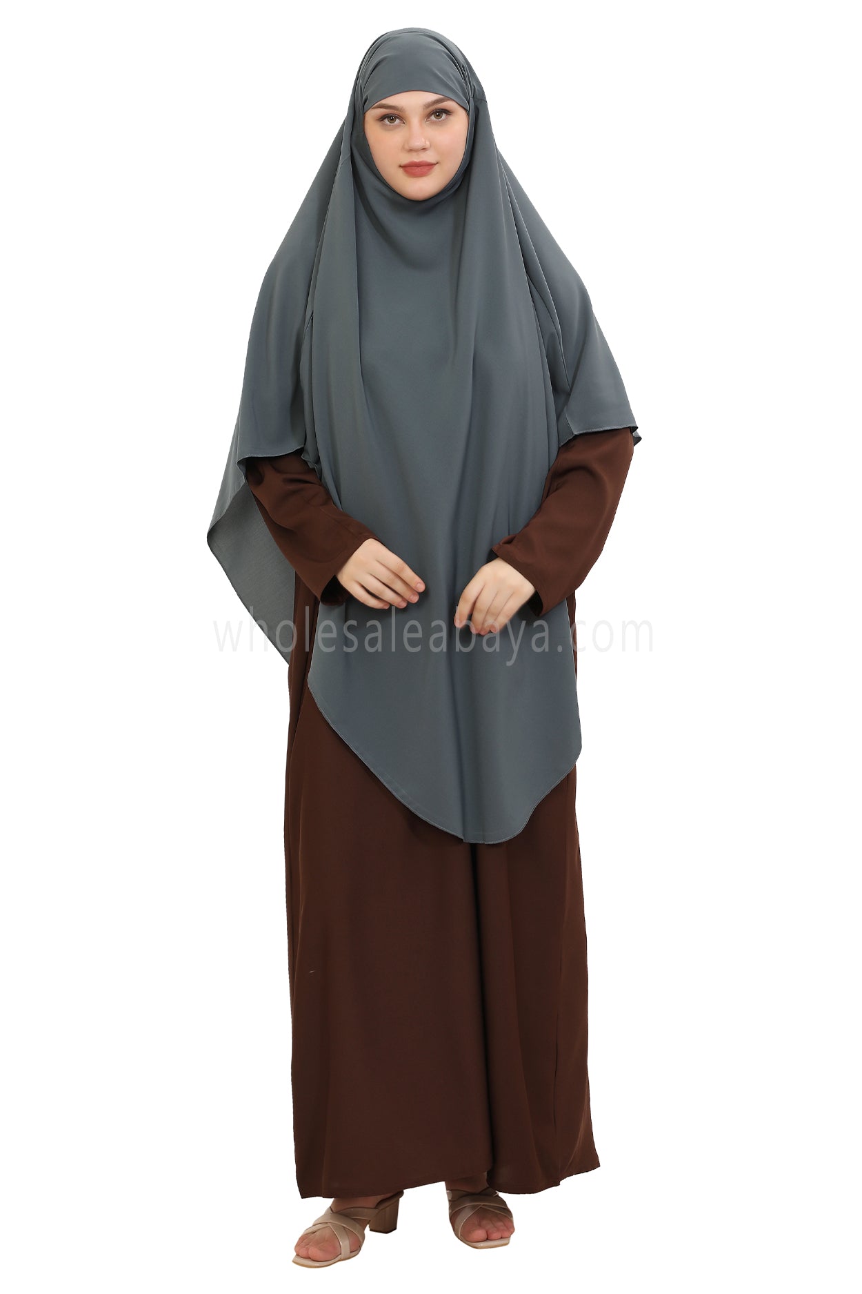 Free Size Premium Khimar Stone Grey 50041