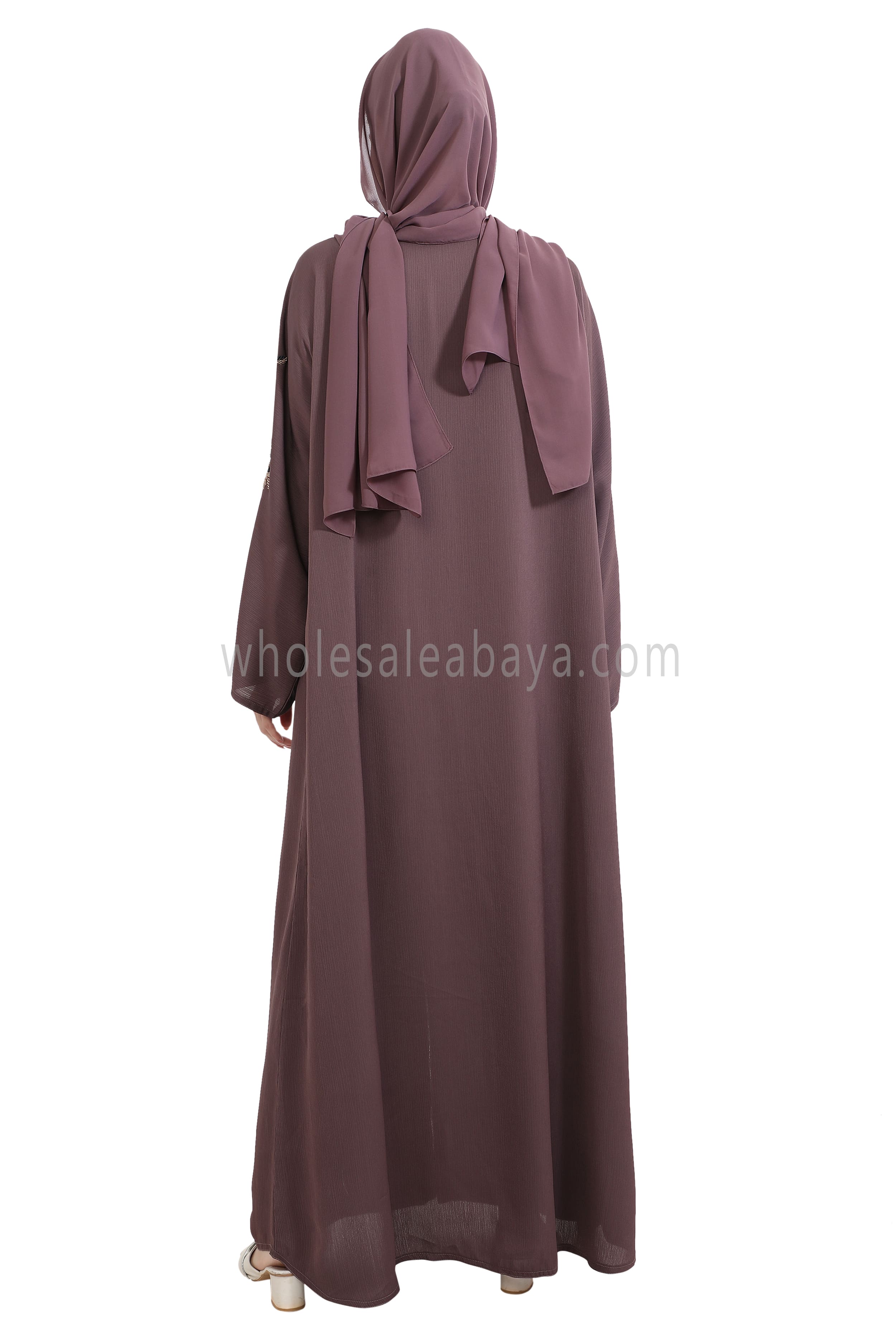 Open Abaya Style With Floral and Leaf Handwork