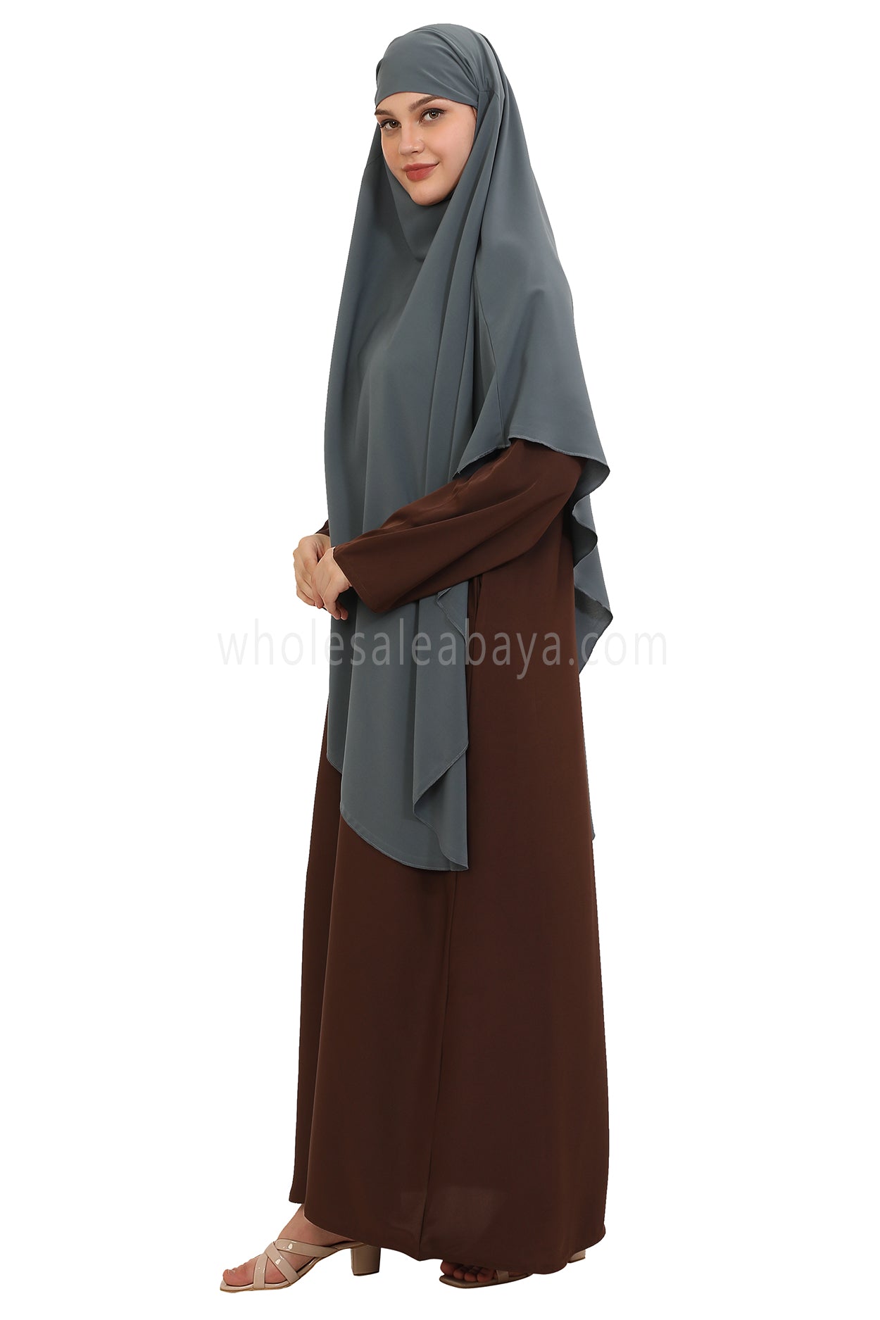 Free Size Premium Khimar Stone Grey 50041
