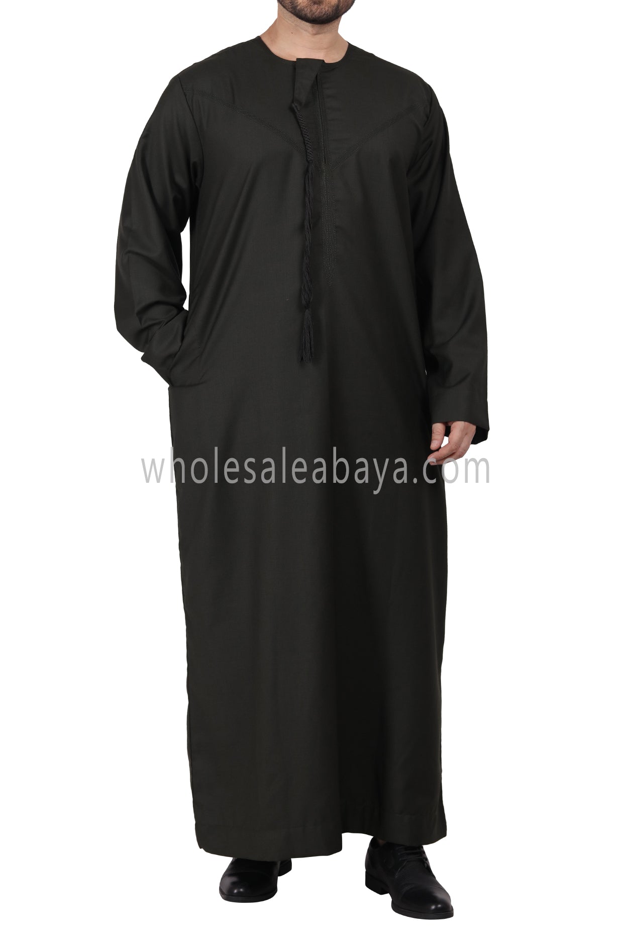 Premium Omani Thoube with Zip and Designer Tassel Black Colour