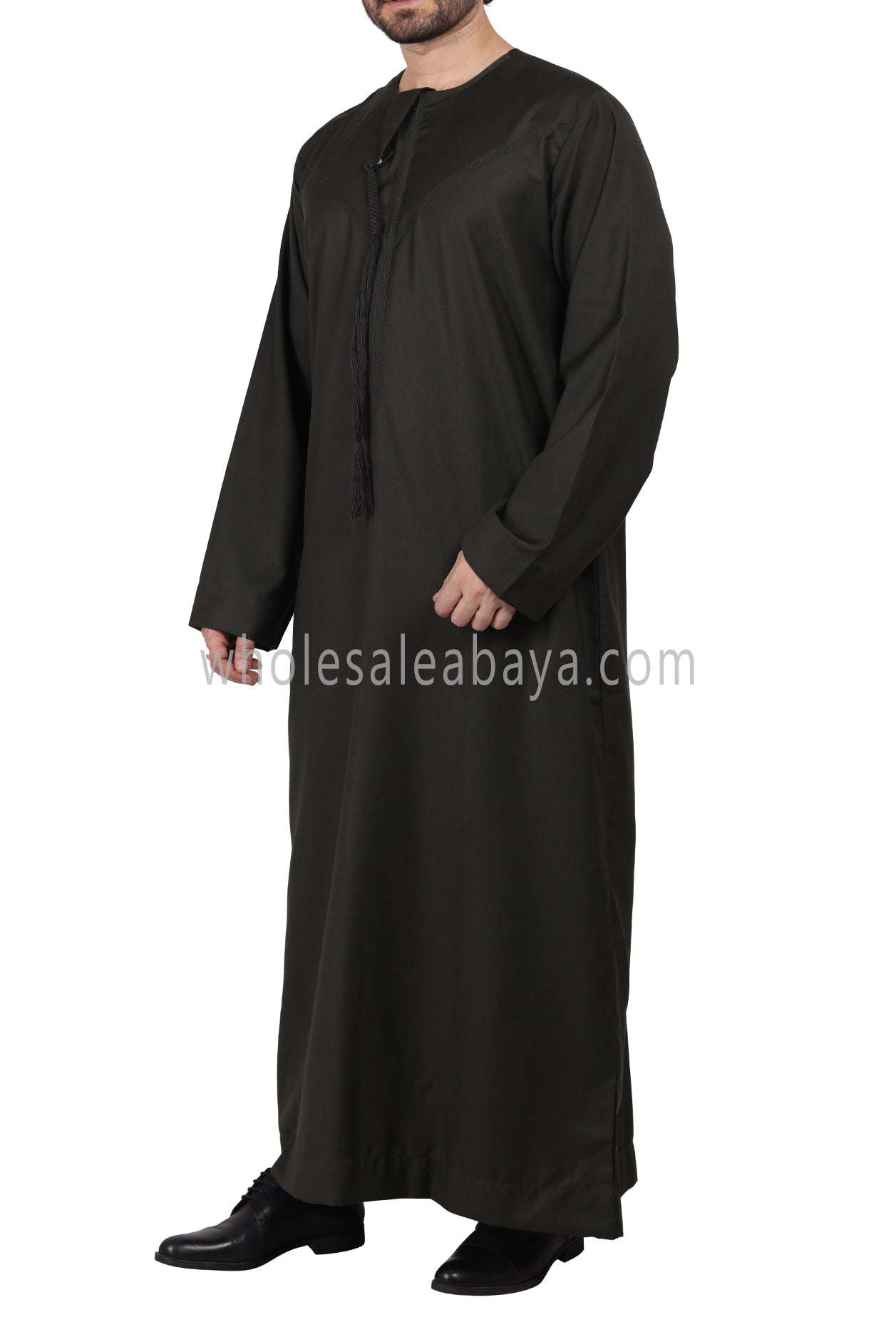 Premium Omani Thoube with Zip and Designer Tassel Black Colour