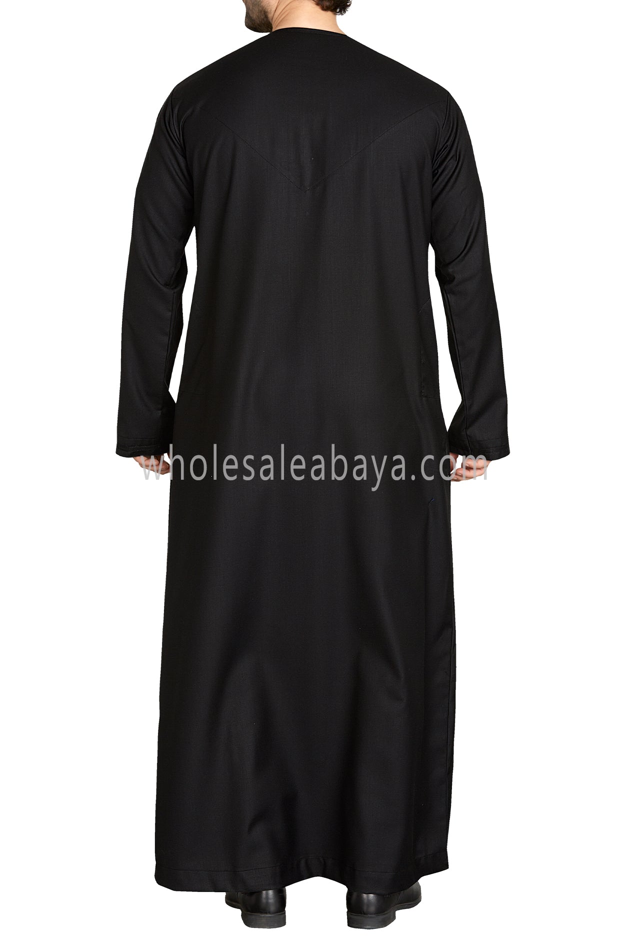 Men's Premium Emirati Thoube With Buttons & Tassel Black