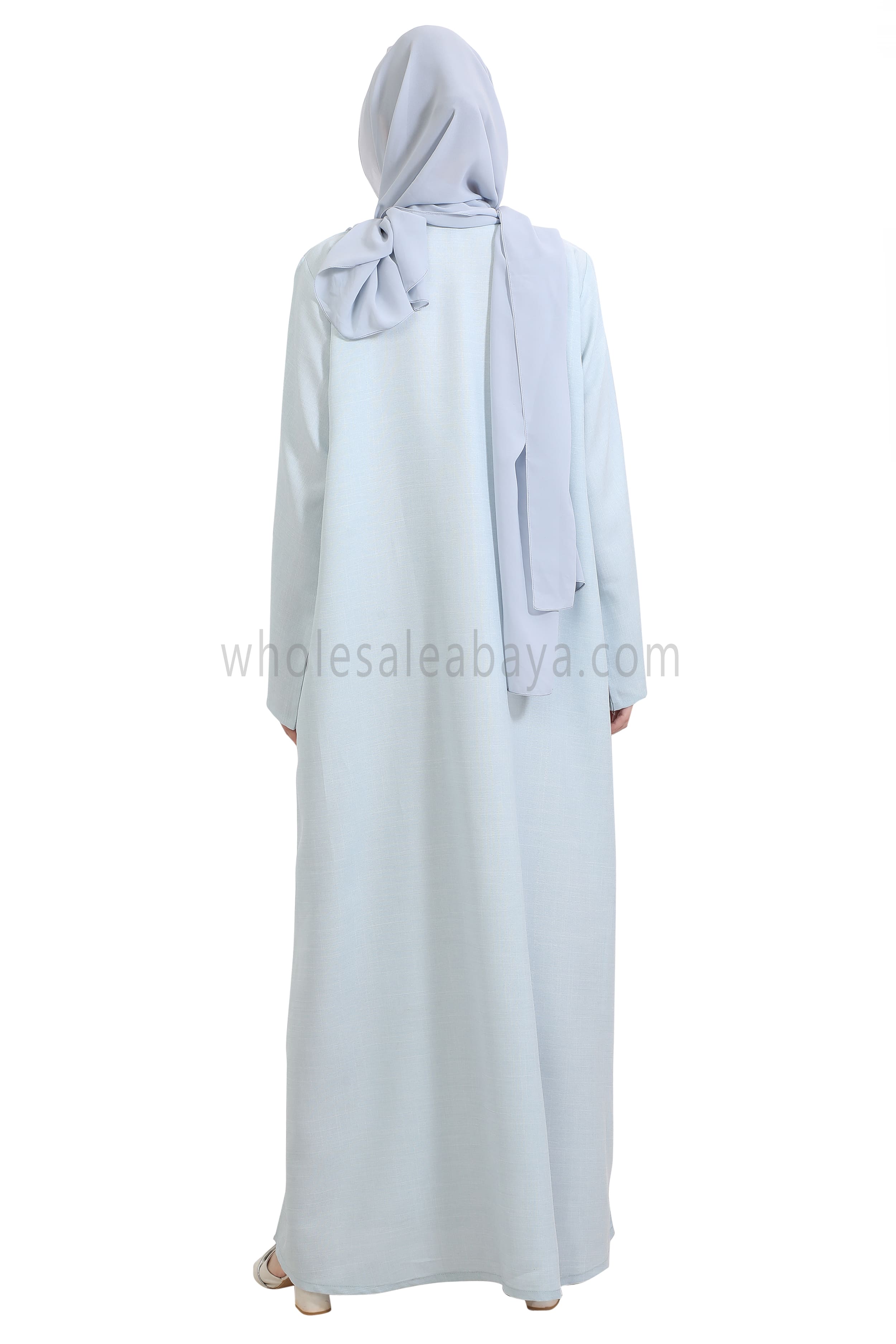 Melange Linen Closed Abaya With Wide Sleeves