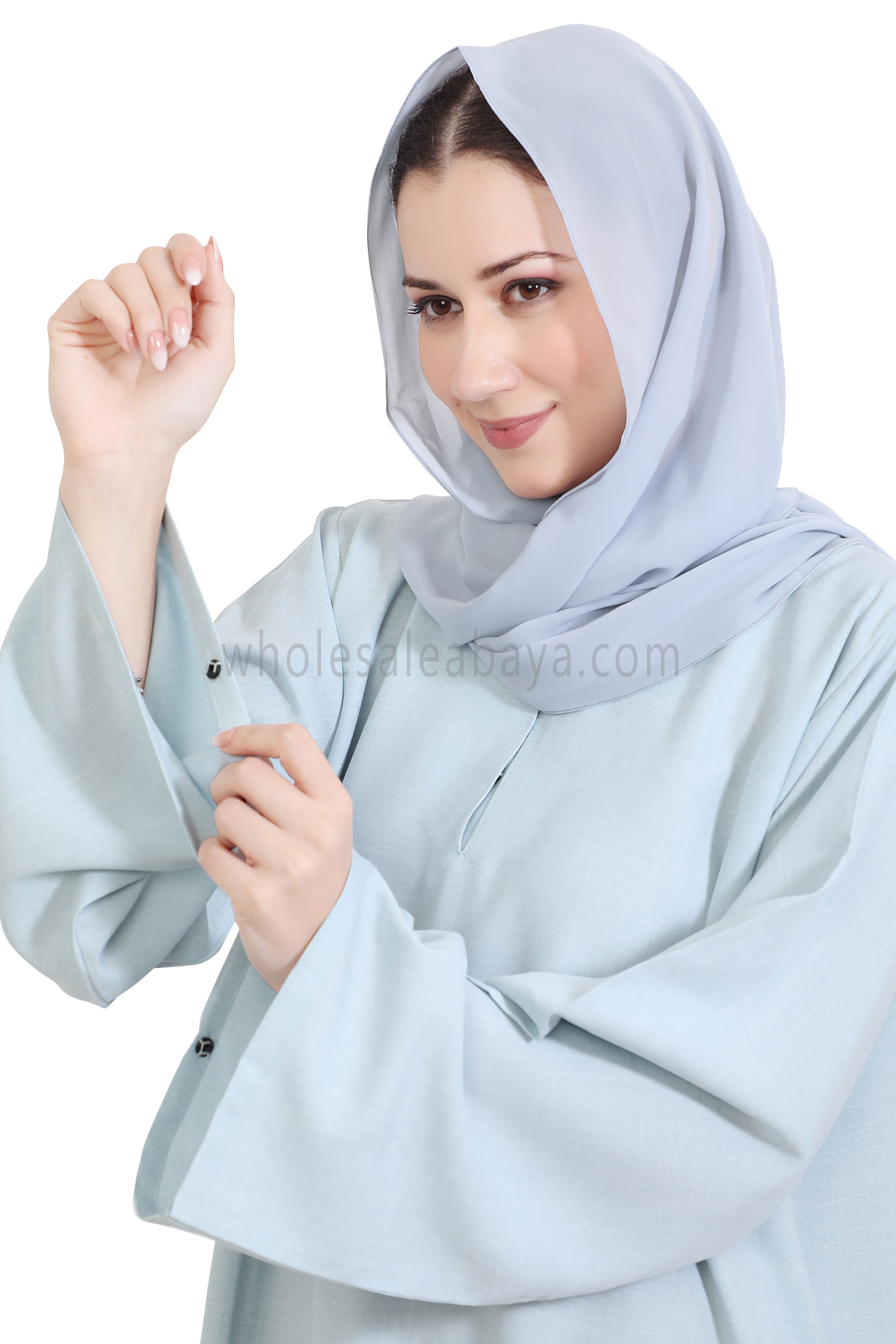 Melange Linen Closed Abaya With Wide Sleeves