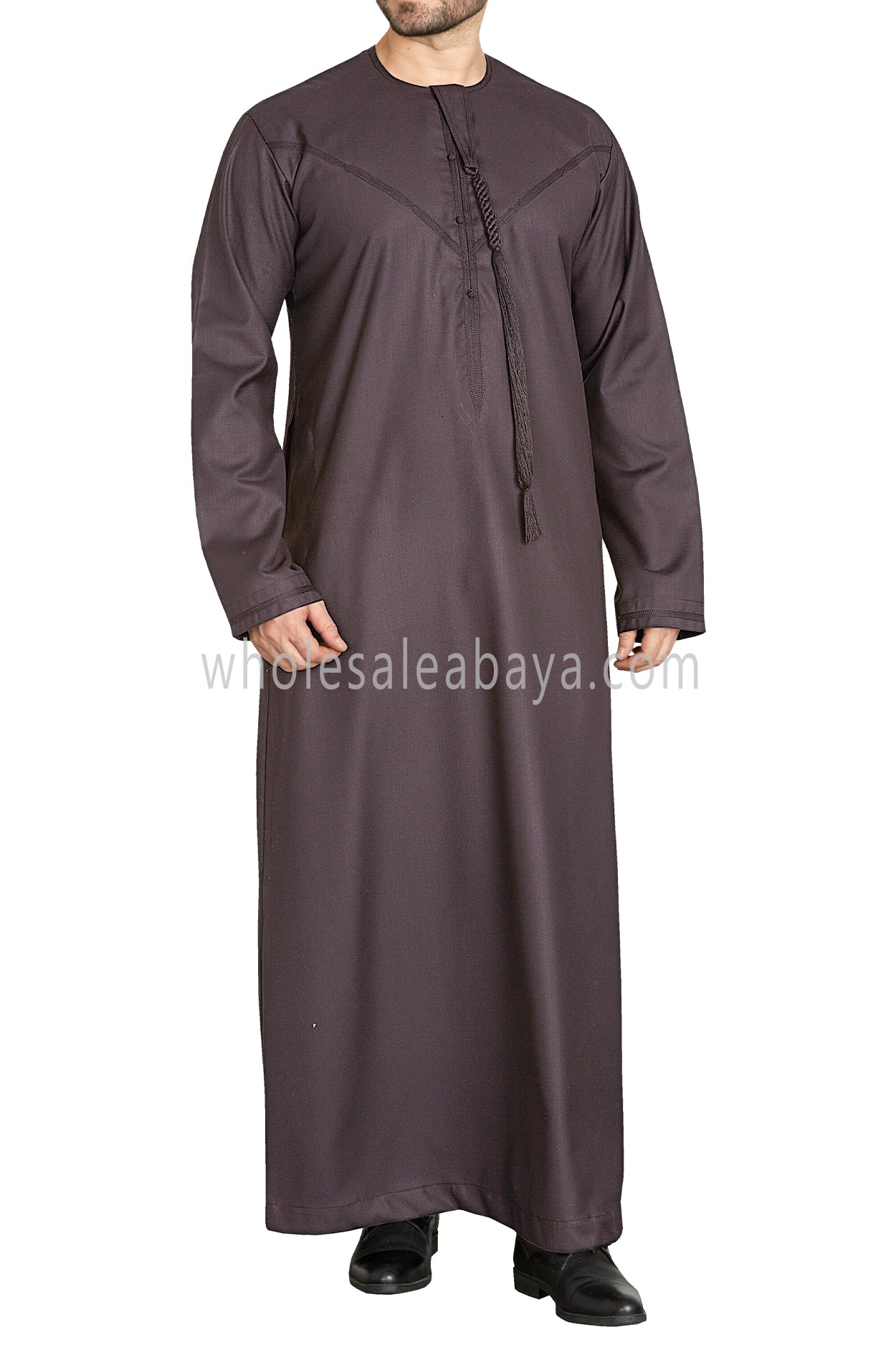 Men's Premium Emirati Thoube With Buttons & Tassel Ash Brown