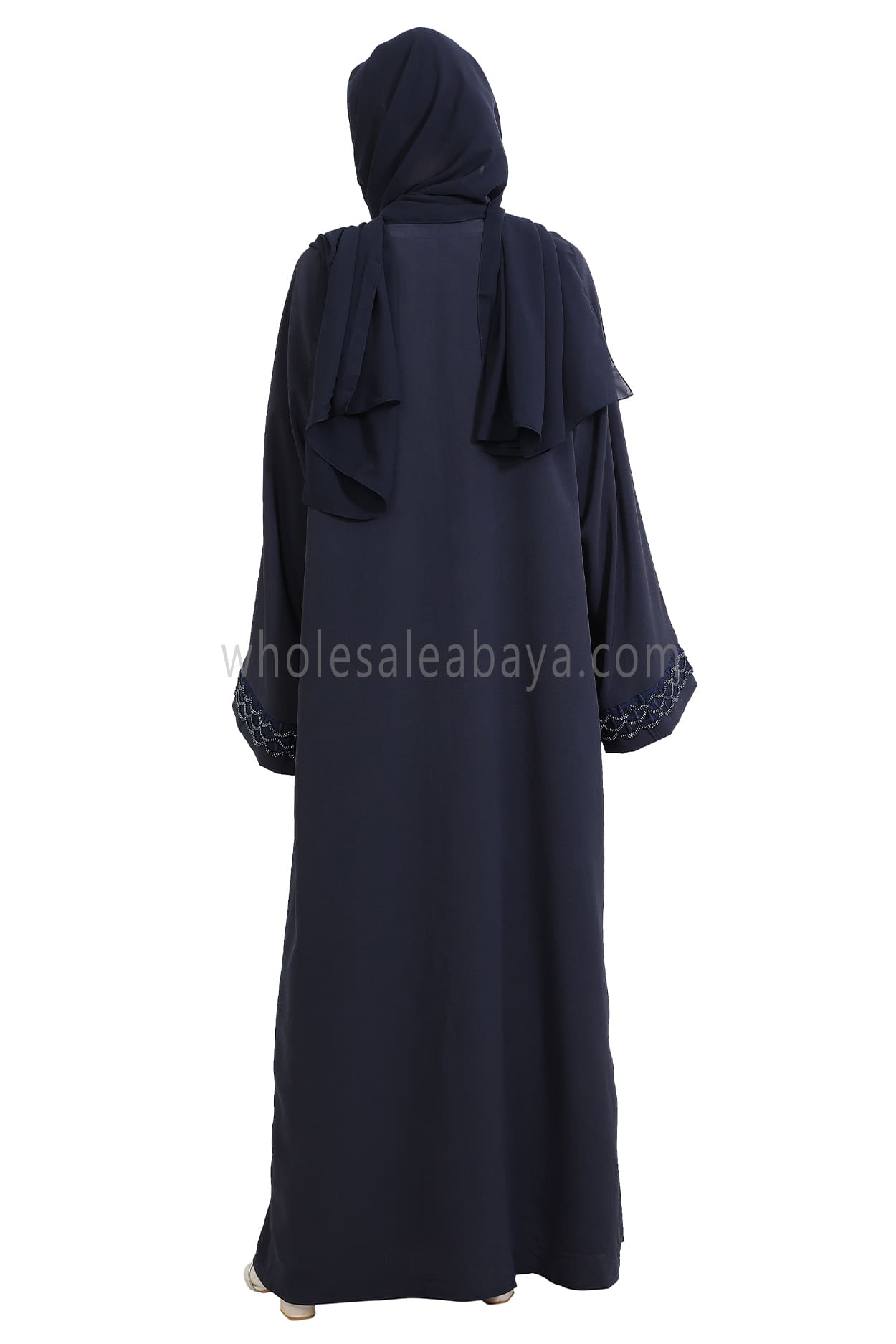 Open Abaya With Embellished Lace on the Sleeves
