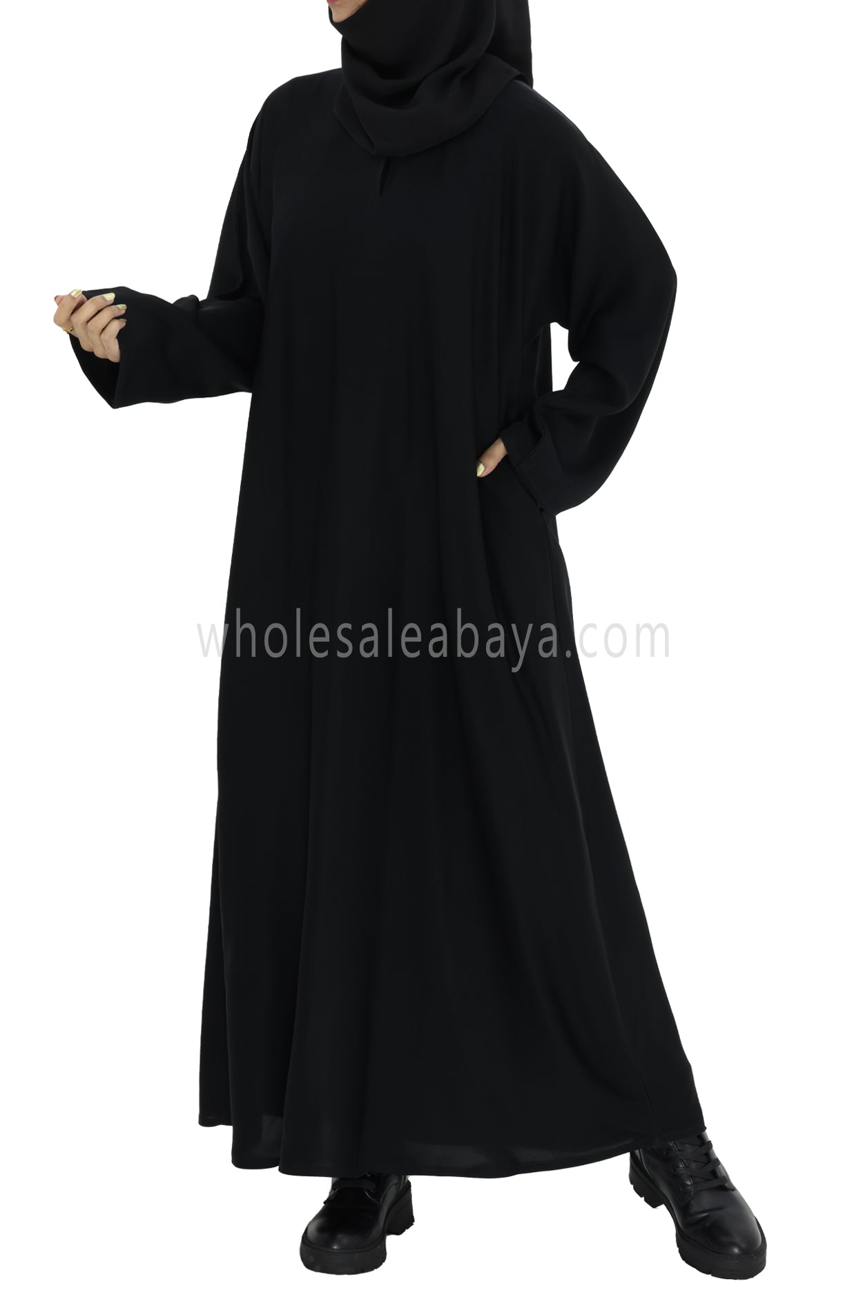 Plain Closed Abaya With A-Line Straight Cut Black Colour
