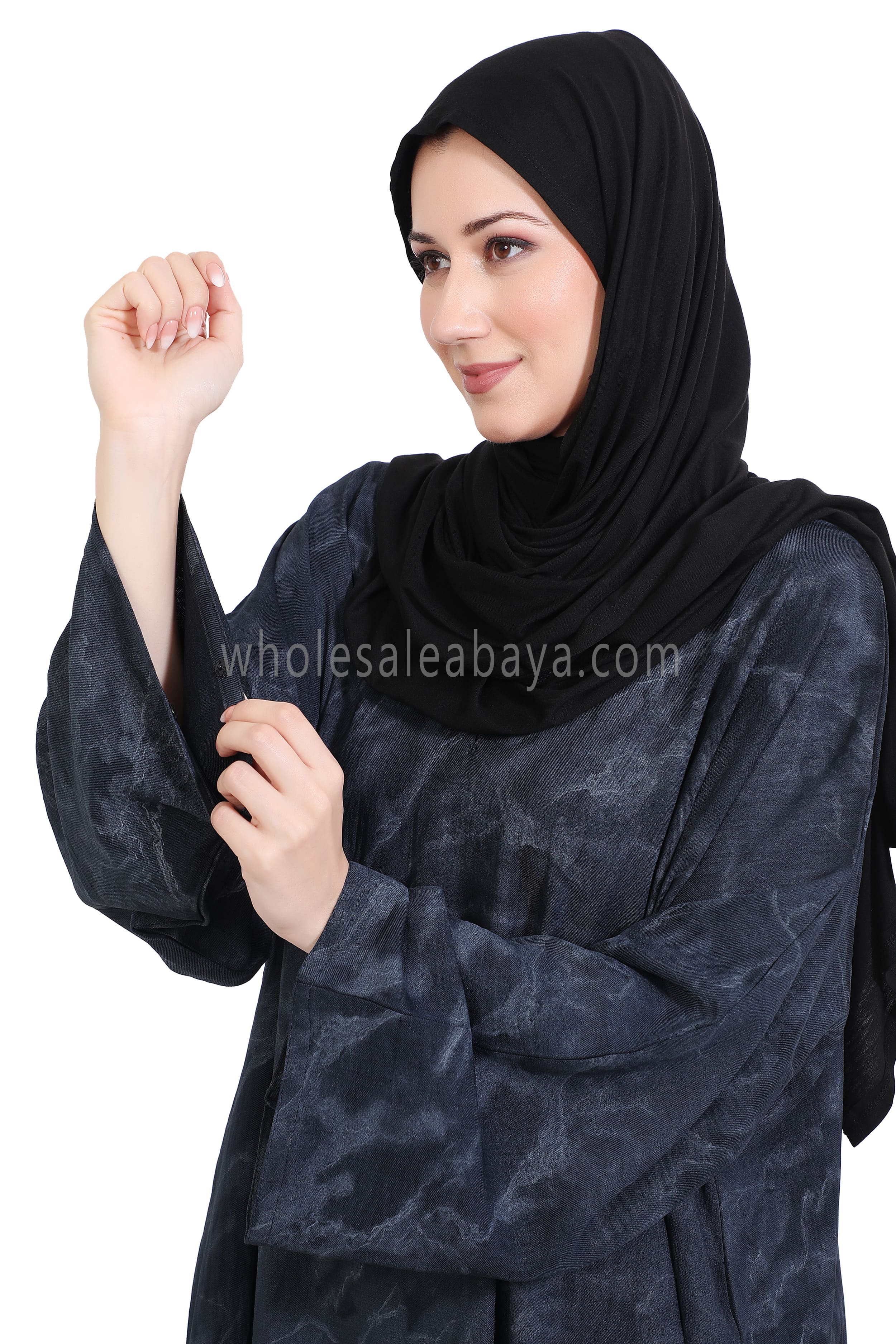 Linen Jacquard Closed Umbrella Abaya