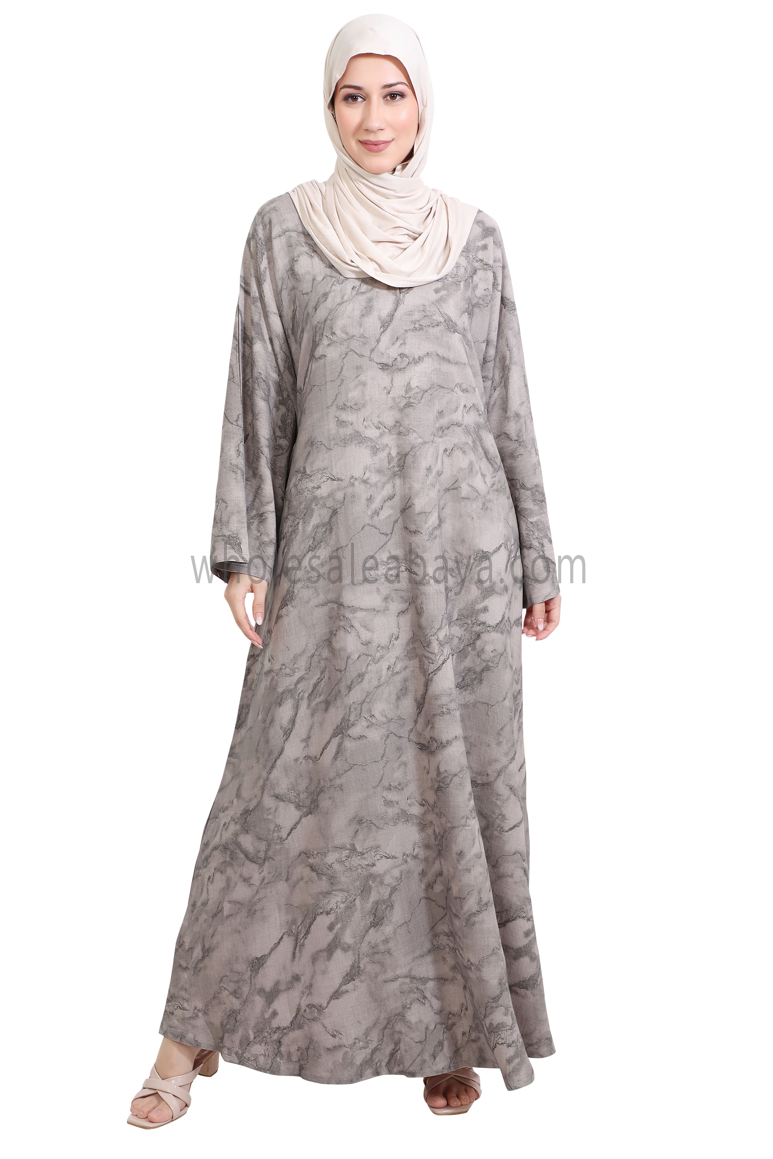 Linen Jacquard Closed Umbrella Abaya