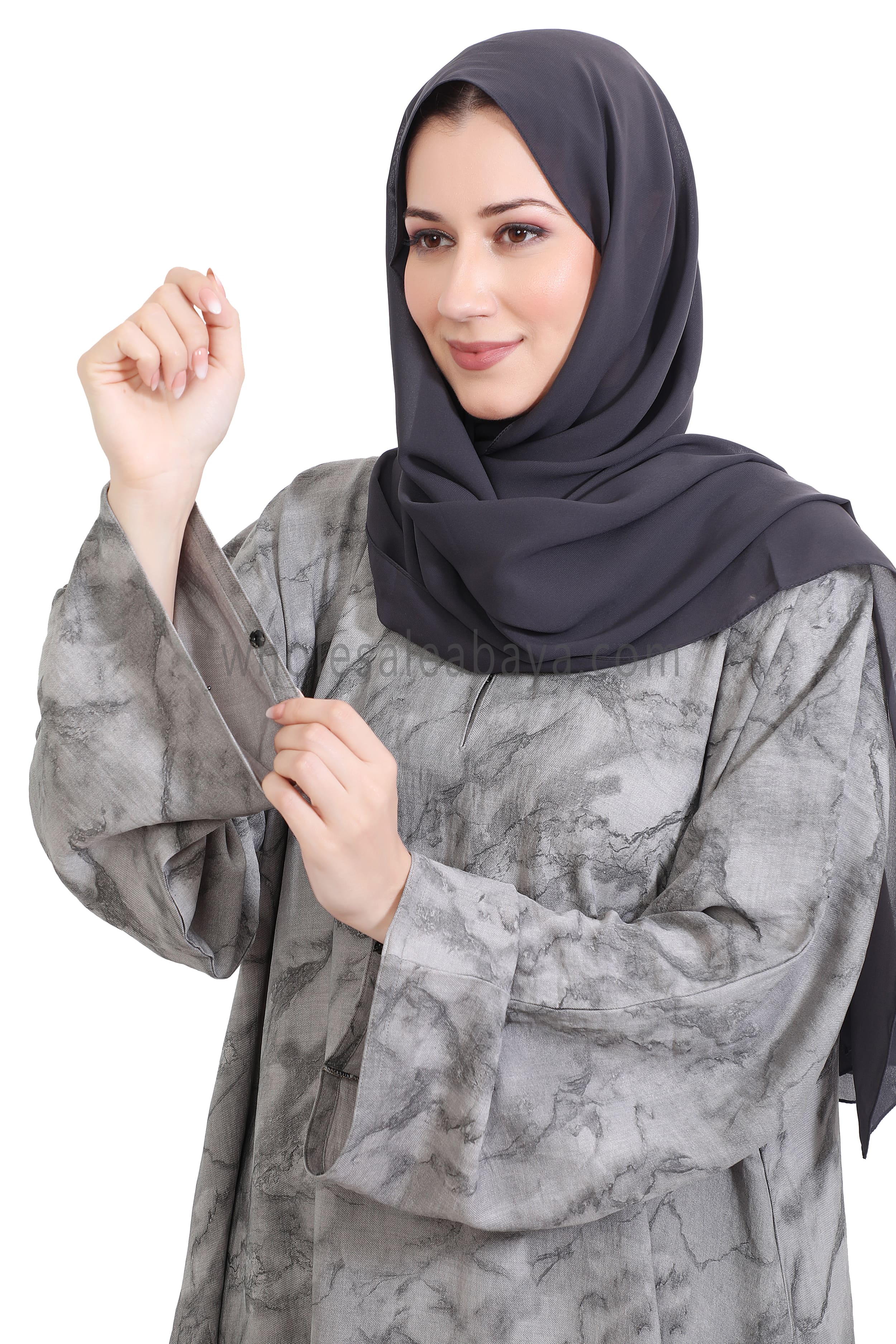 Linen Jacquard Closed Umbrella Abaya