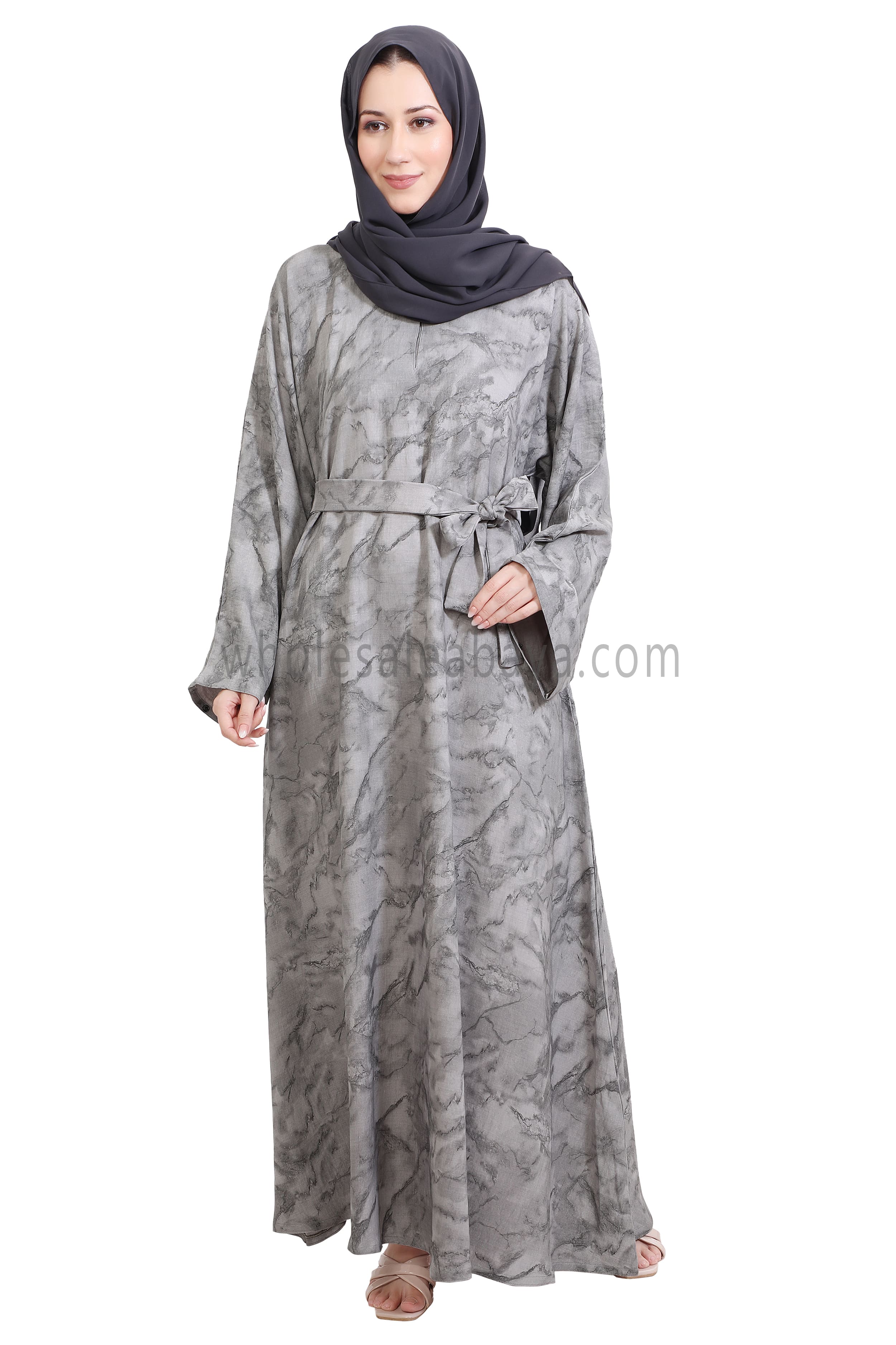 Linen Jacquard Closed Umbrella Abaya
