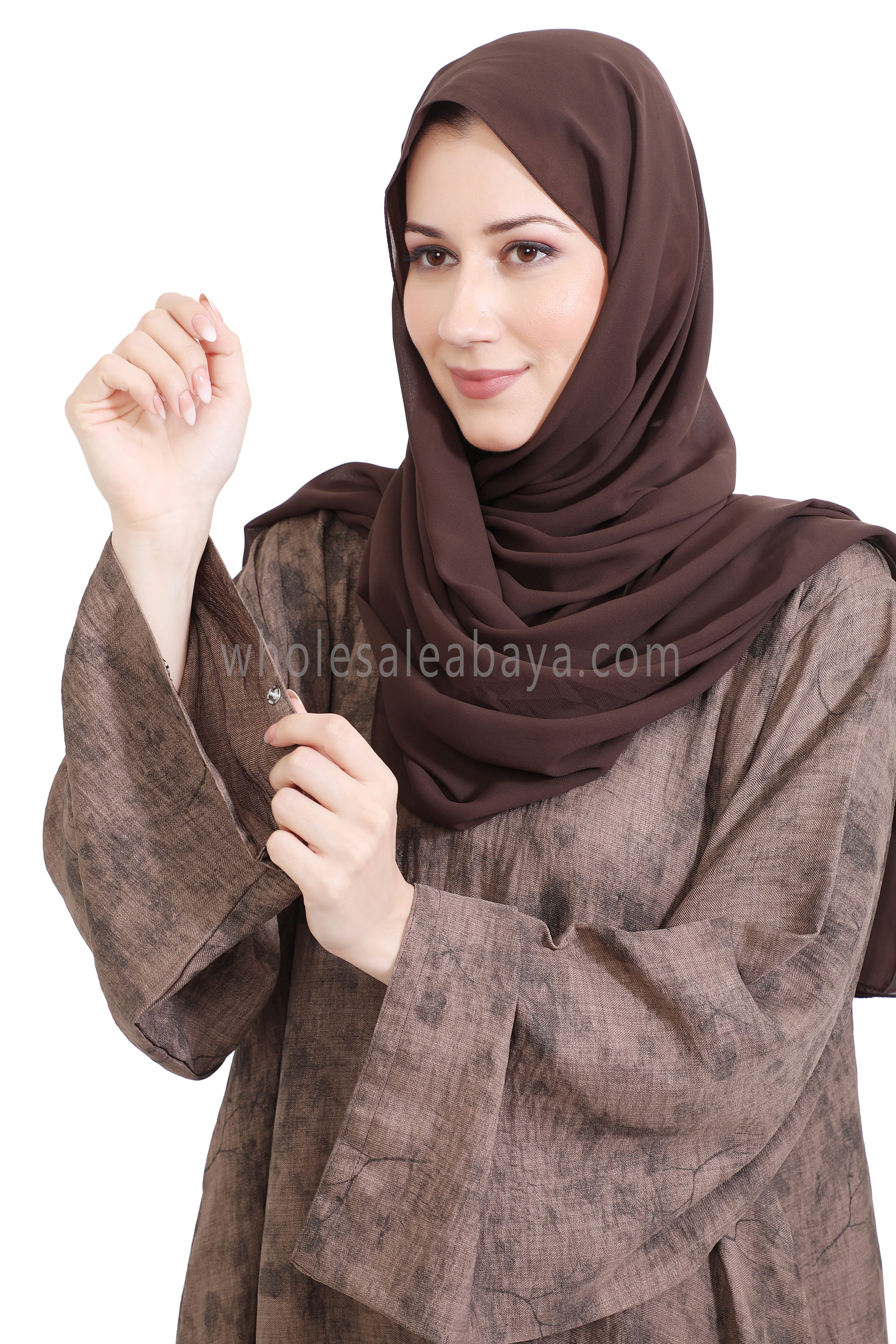 Linen Foil Jacquard Closed Abaya