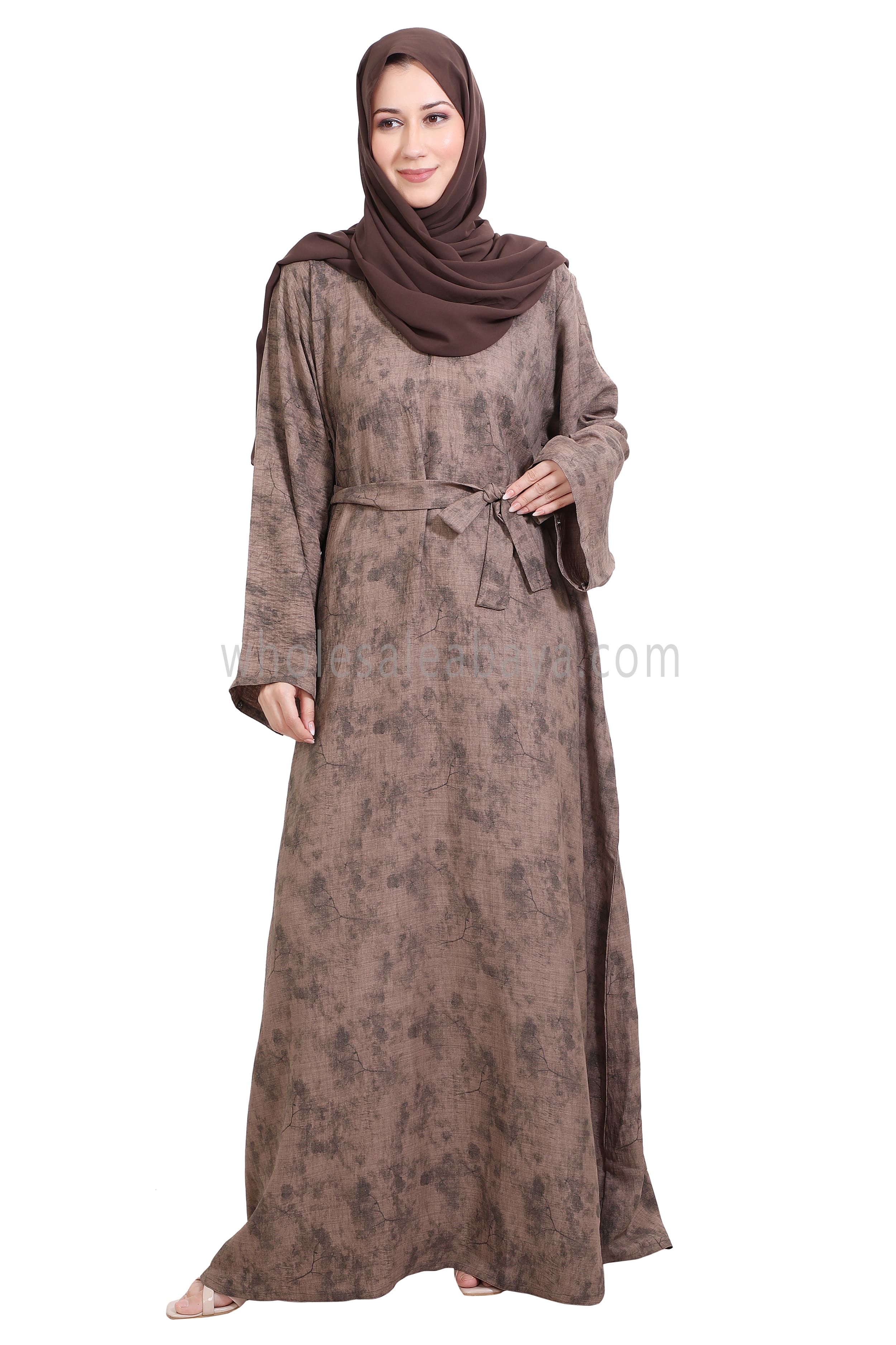 Linen Foil Jacquard Closed Abaya