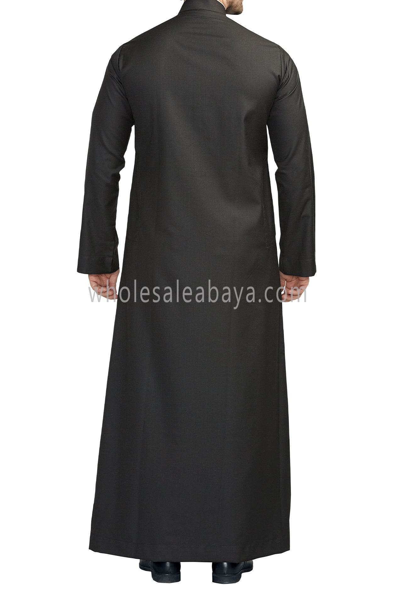 Elegant Men's Collar Thoube With Embroidery Black