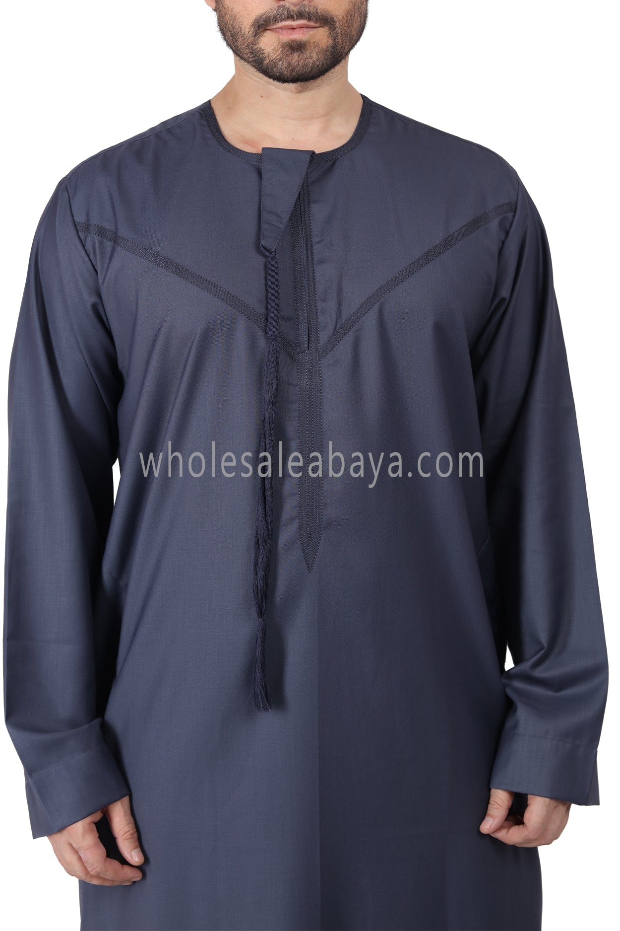 Premium Omani Thoube with Zip and Designer Tassel Charcoal Grey