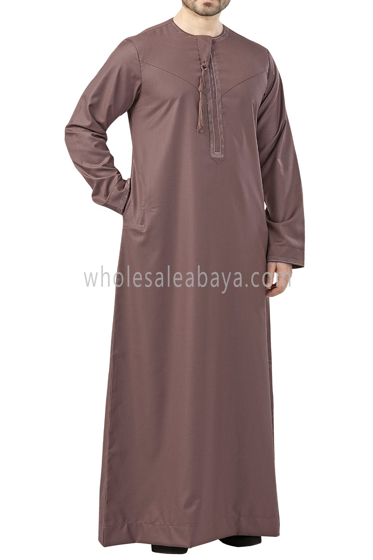 Premium Embroidered Omani Tassel Caramel Ash Brown