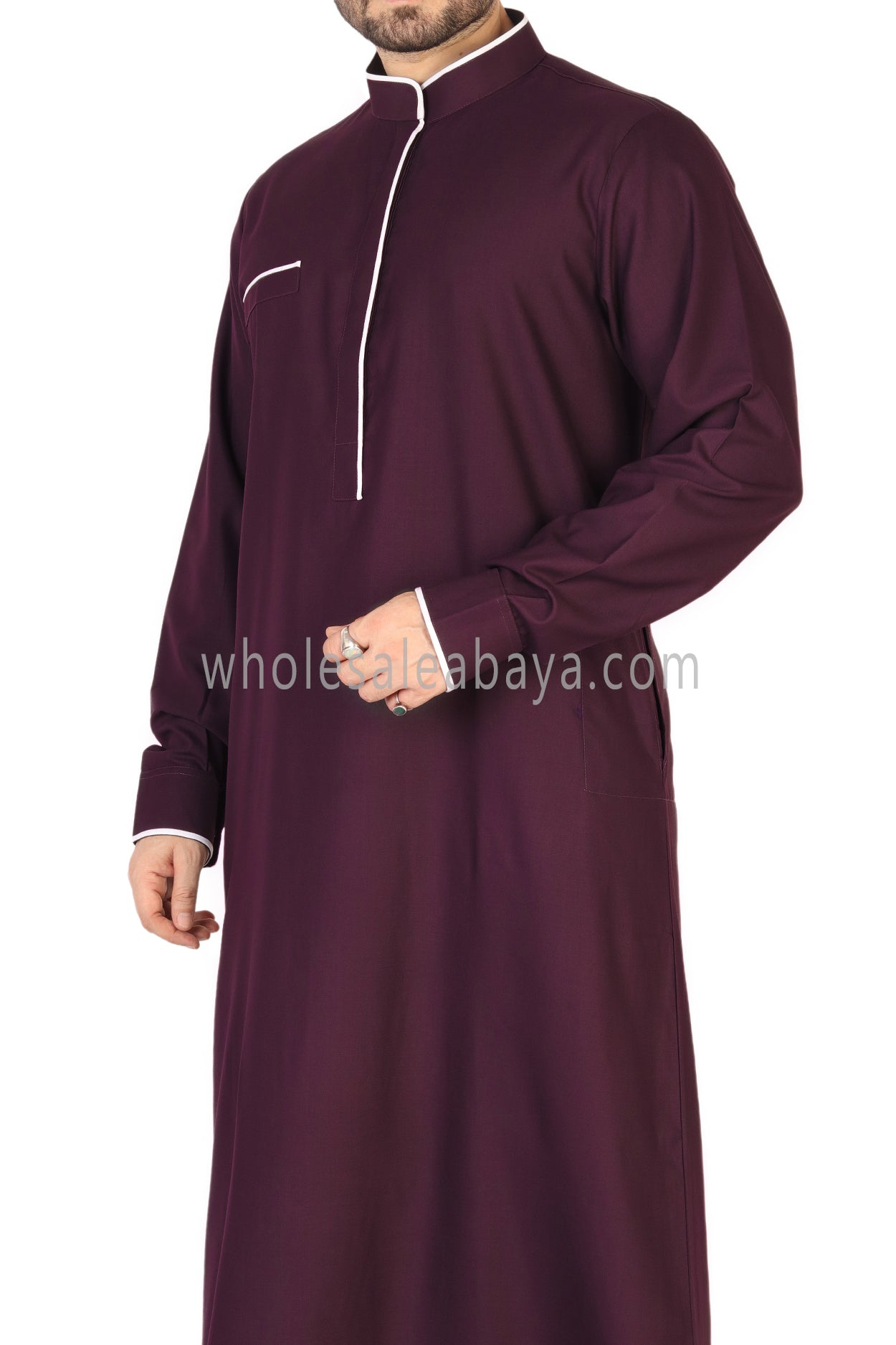 Men's Piping Collar Thoube Burgundy