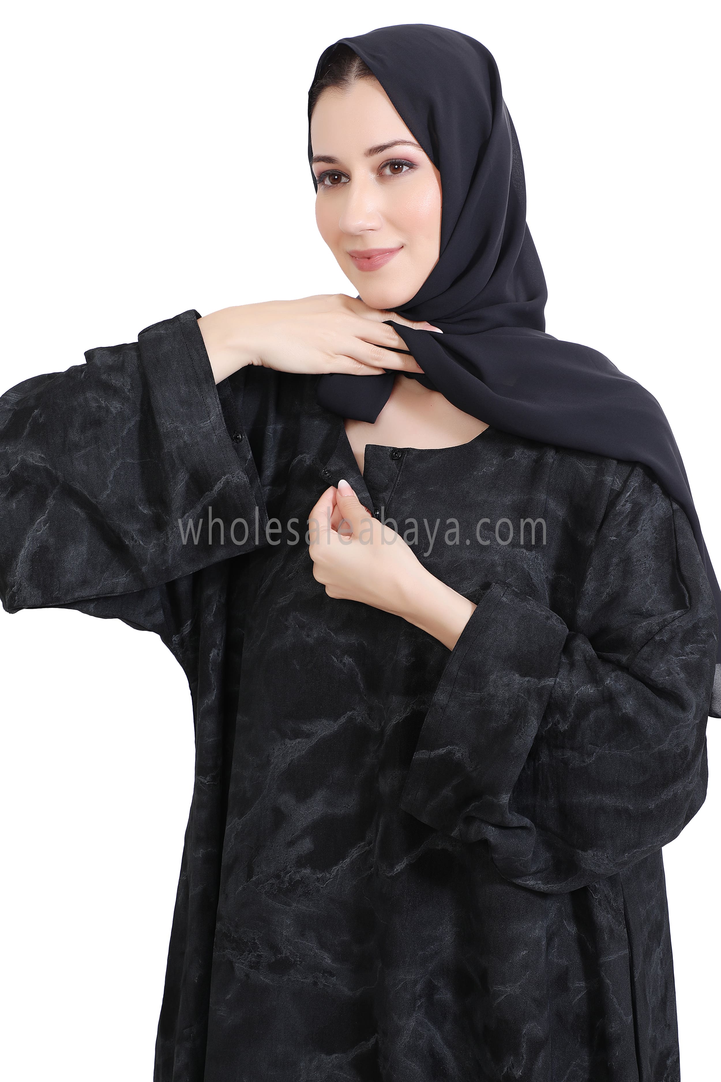 Linen Jacquard Closed Umbrella Abaya