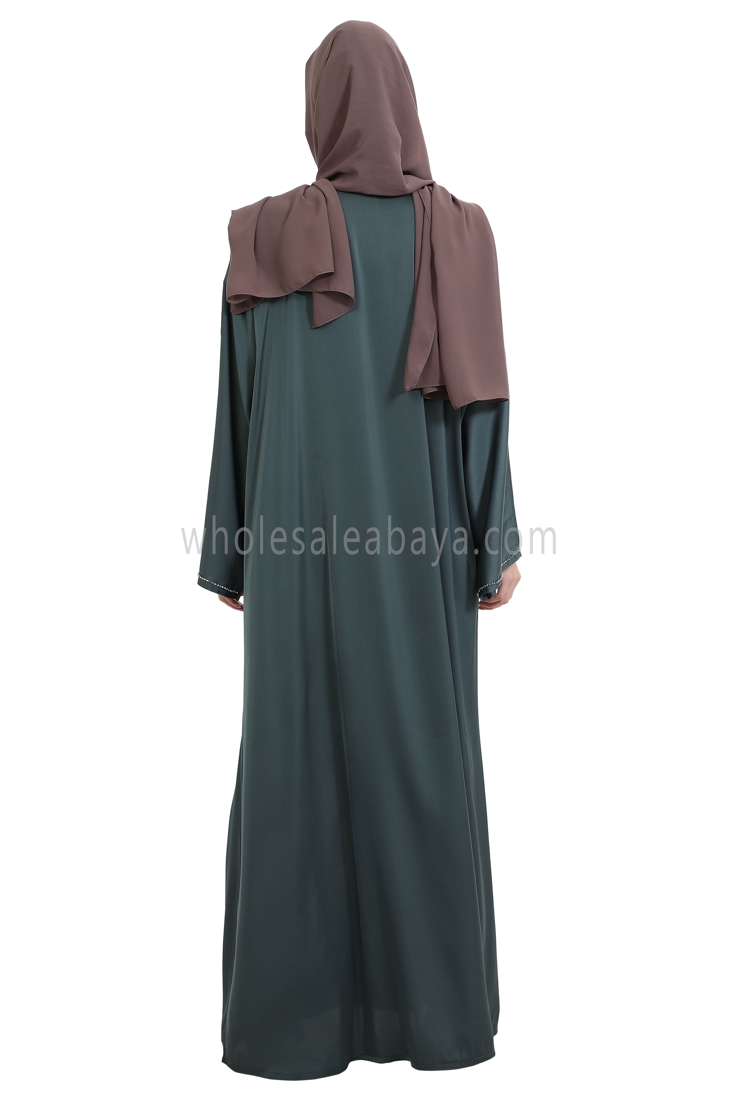 Open Abaya Style With Floral Vine Handwork