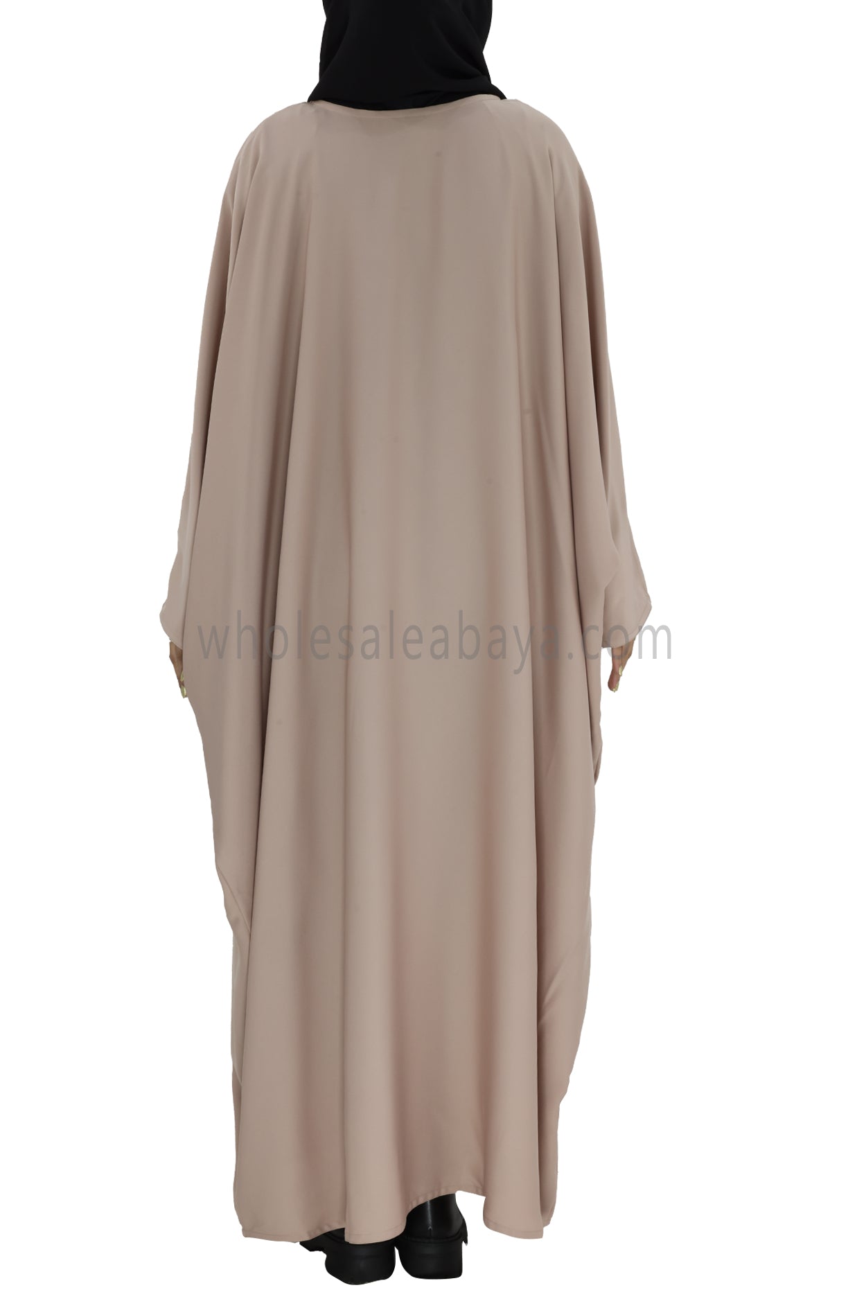 Plain Closed Butterfly Abaya With Inner Belt Ivory Colour