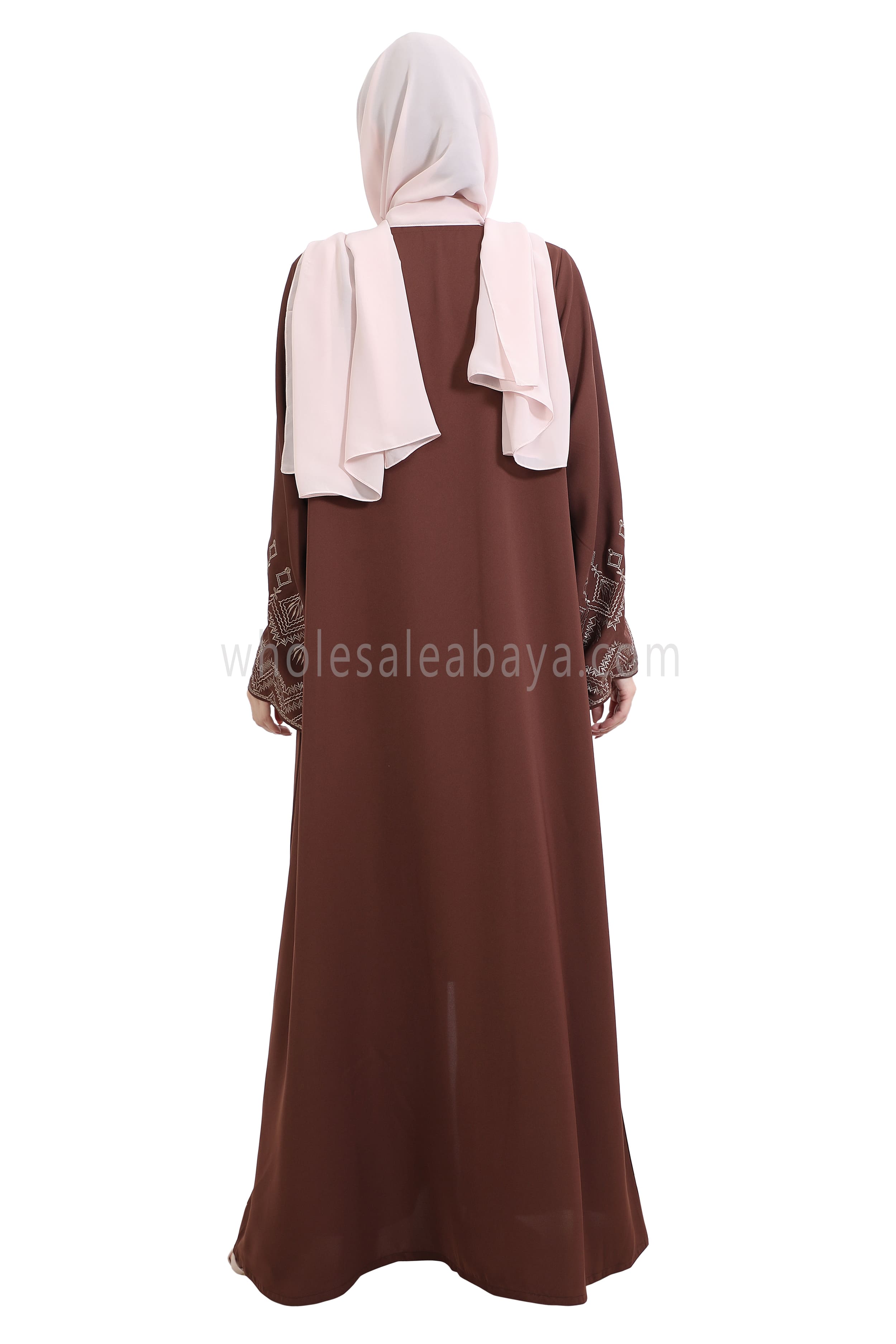 Nida Open Abaya With Embroidered Sleeves